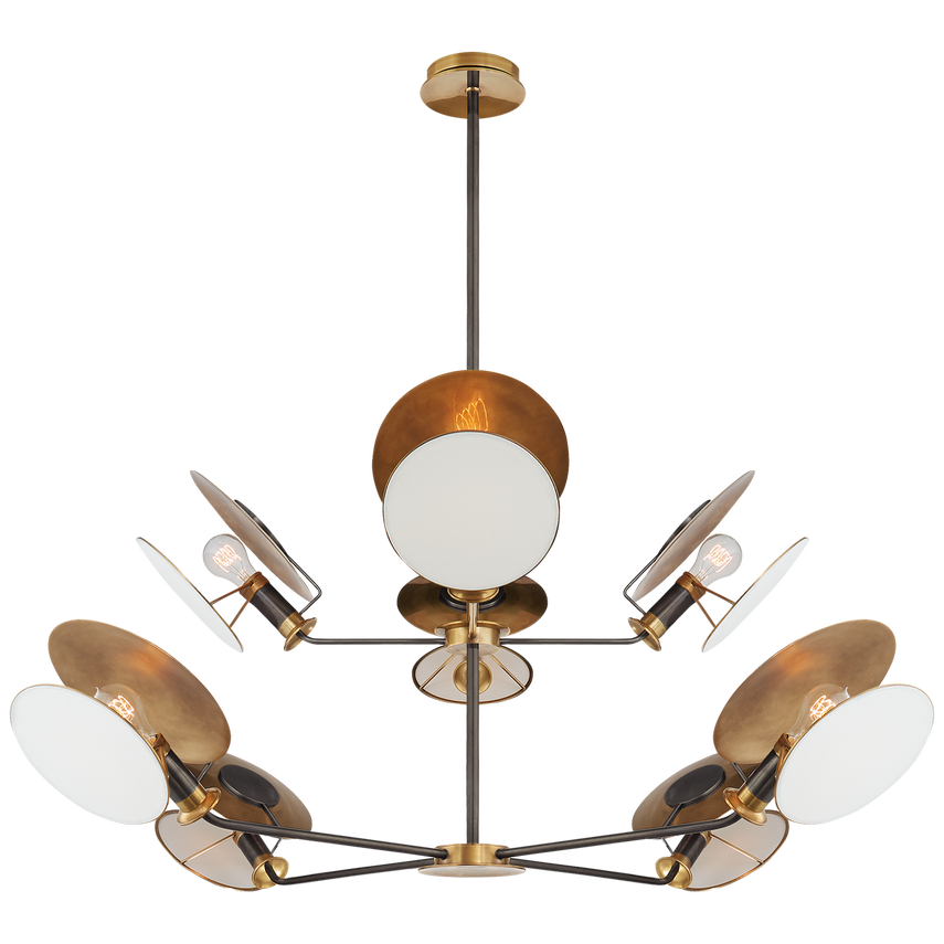 Apollo Large Reflector Chandelier in Bronze & Brass Finish - Elegant Ceiling Light Fixture for Dining Room, Living Room, and Bedroom Lighting
