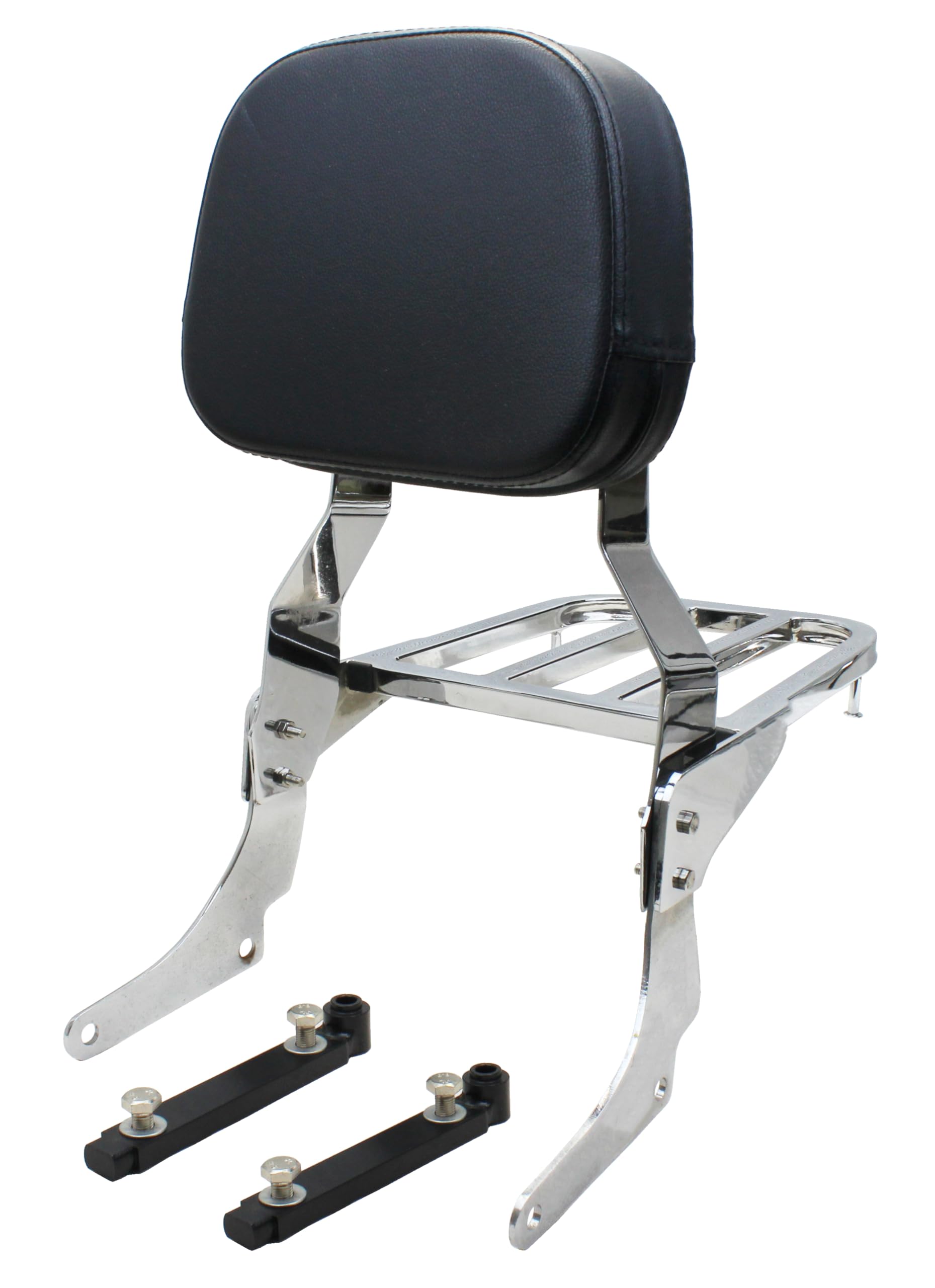 YHMOTO Chrome Backrest Sissy Bar with Luggage Rack for Suzuki VZ800 Marauder 800 (1997-2007) - Motorcycle Passenger Comfort & Storage Solution for Long Rides