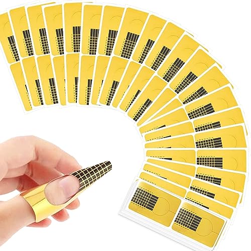 D.B.Z. Acrylic Nail Forms & Polygel Nail Extension Tips - 25 PCS Gold Rectangle Guide Paper Stickers for Nail Art, UV Gel & Salon Use | Perfect for DIY Manicures & Professional Nail Extensions