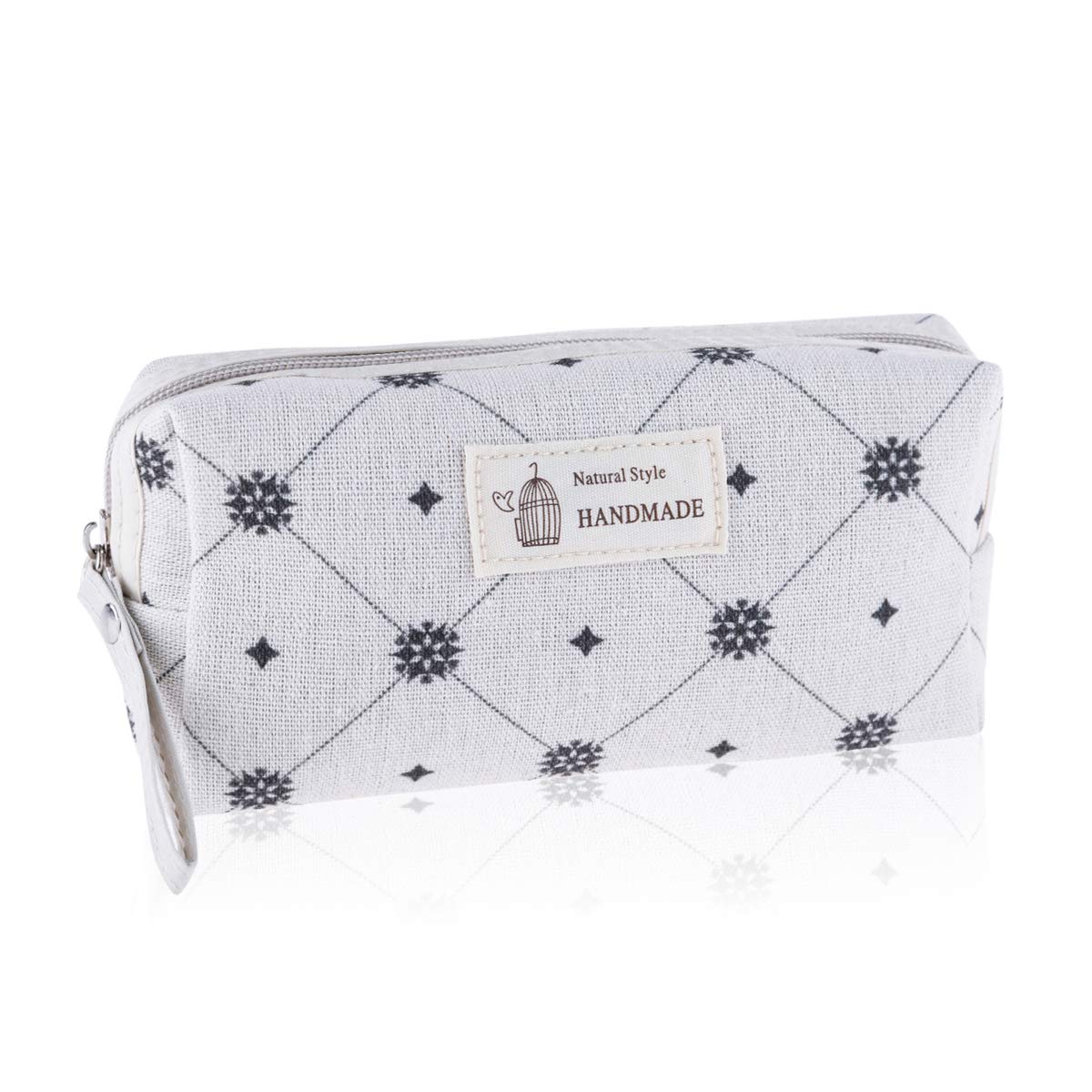 Portable Travel Clutch Cosmetic Makeup Pouch Bag - Waterproof Toiletry Organizer Purse for Women, Wristlet with Stripe Floral Plaid Cork Patterns (Rectangle Diamond Design) - Perfect for Travel, Gym, Beach & Daily Essentials Storage