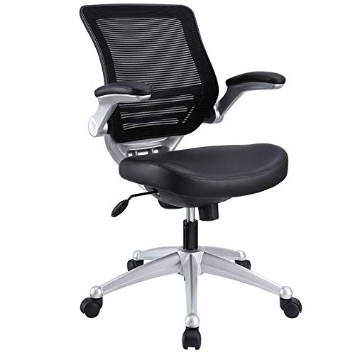 Premium Hawthorne Collections Black Leather Mesh Office Chair - Ergonomic Executive Desk Chair for Home & Office Workspace