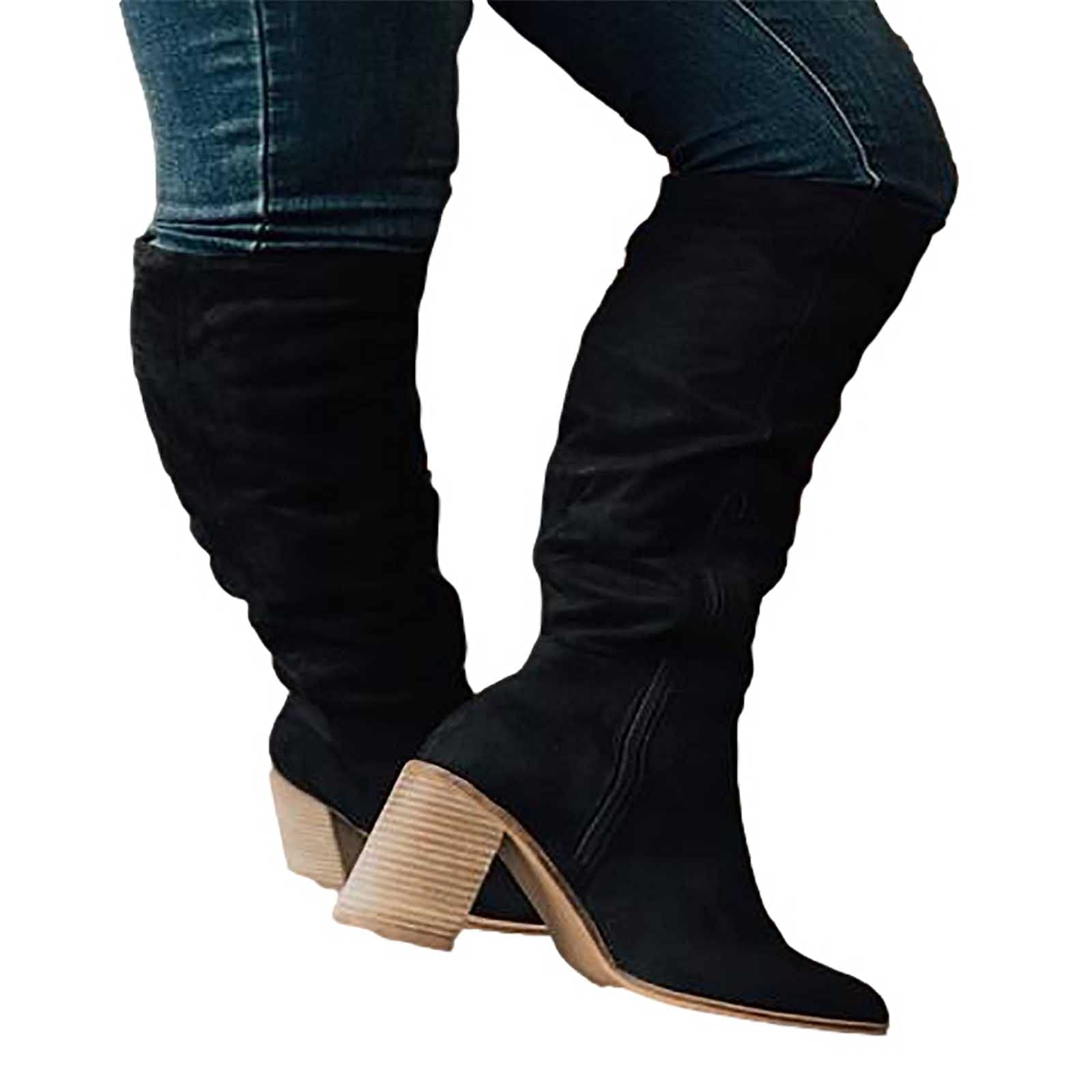 Women's Winter Knee High Long Boots - Fashion Suede Boots with Comfortable Square Heels for Autumn & Winter | US Size | Perfect for Office, Party & Daily Wear