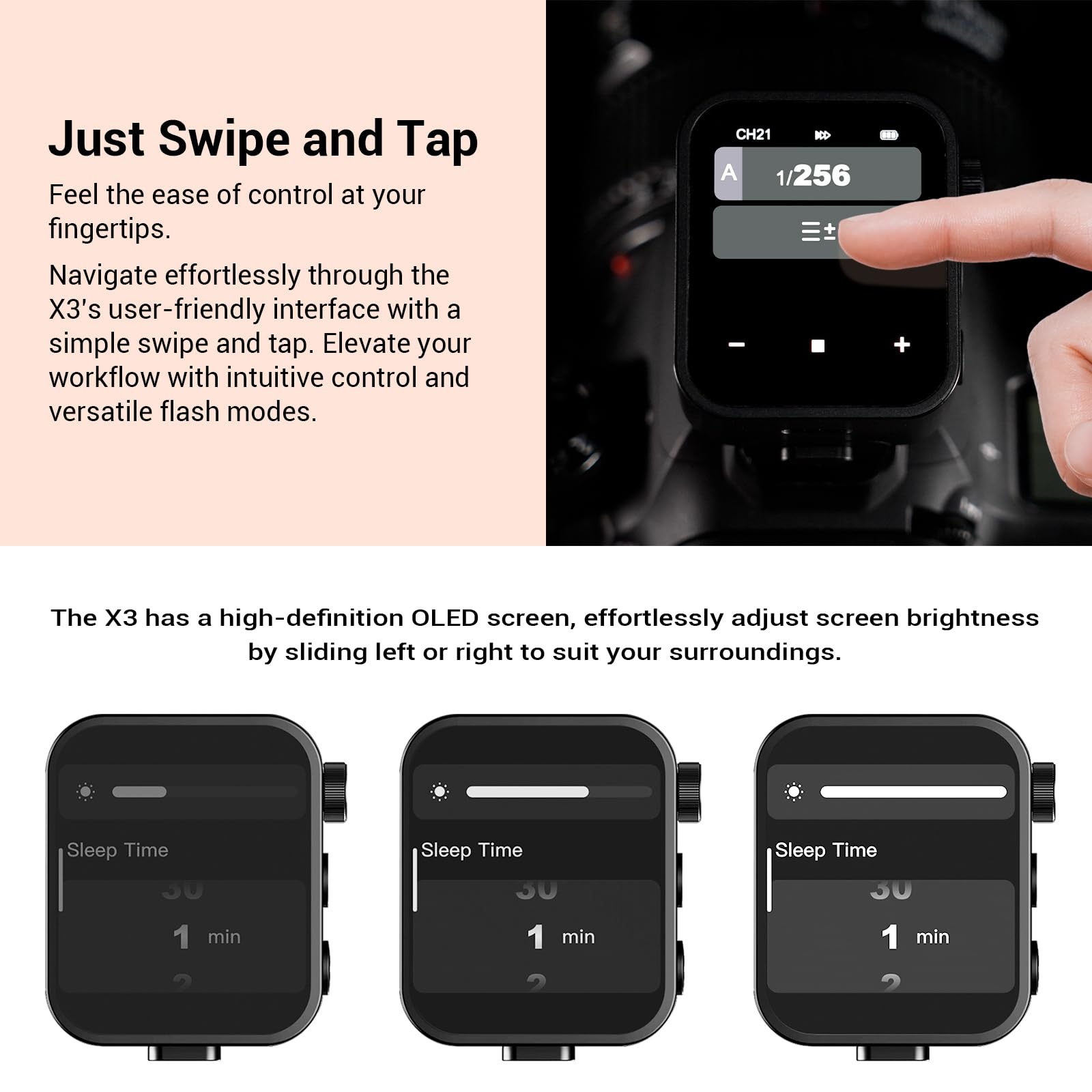Godox X3C TTL Wireless Flash Trigger for Canon Cameras - 2.4G Touchscreen Transmitter with TTL Auto/Manual/Multi Flash, Built-in Lithium Battery & OLED Screen | Perfect for Studio Photography, Wedding Shoots & Outdoor Flash Photography