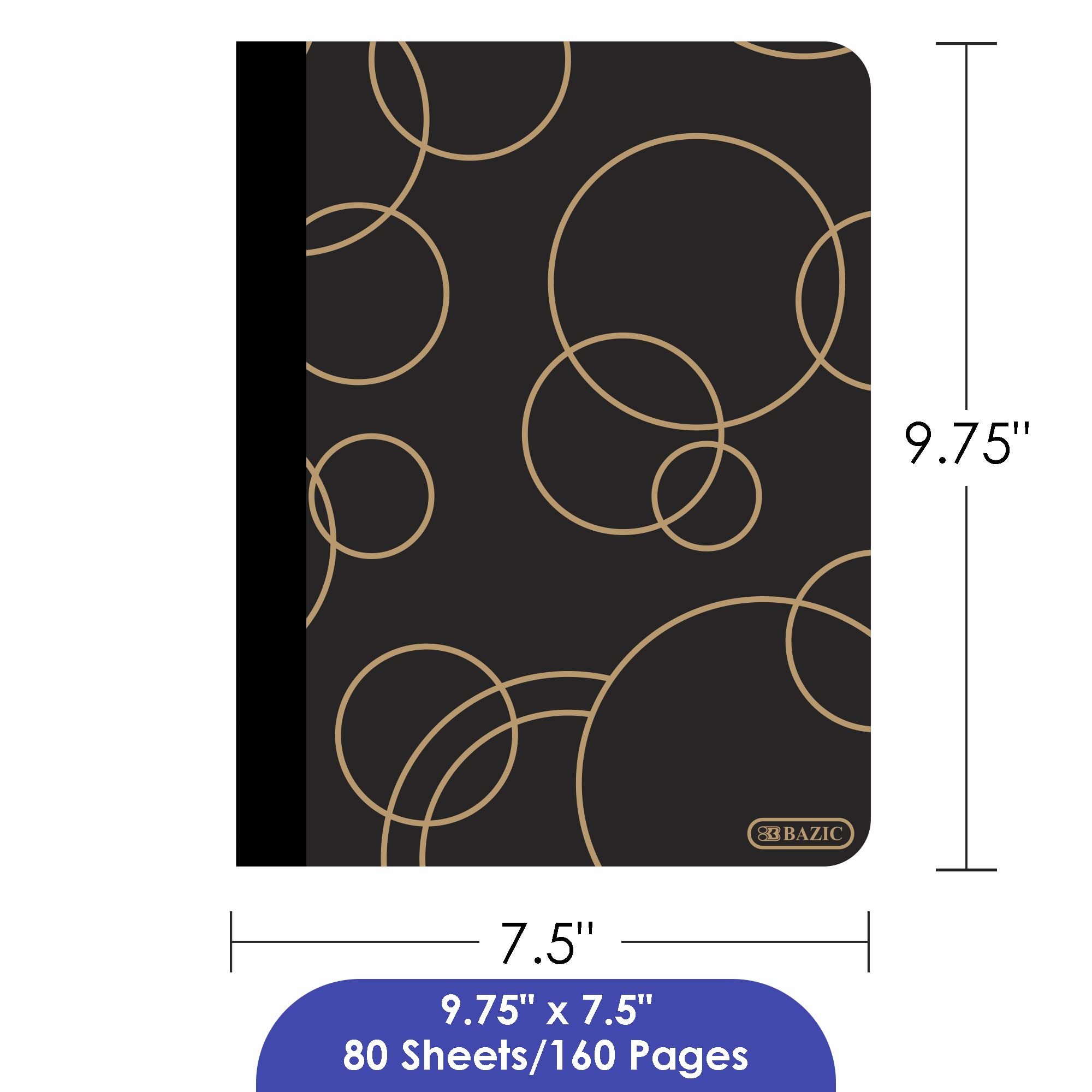 BAZIC 100-Sheet College Ruled Composition Notebook - Geometric Design Writing Journal, Lined Notebook for School & Office (48-Pack) - Perfect for Note Taking, Journaling & Classroom Supplies