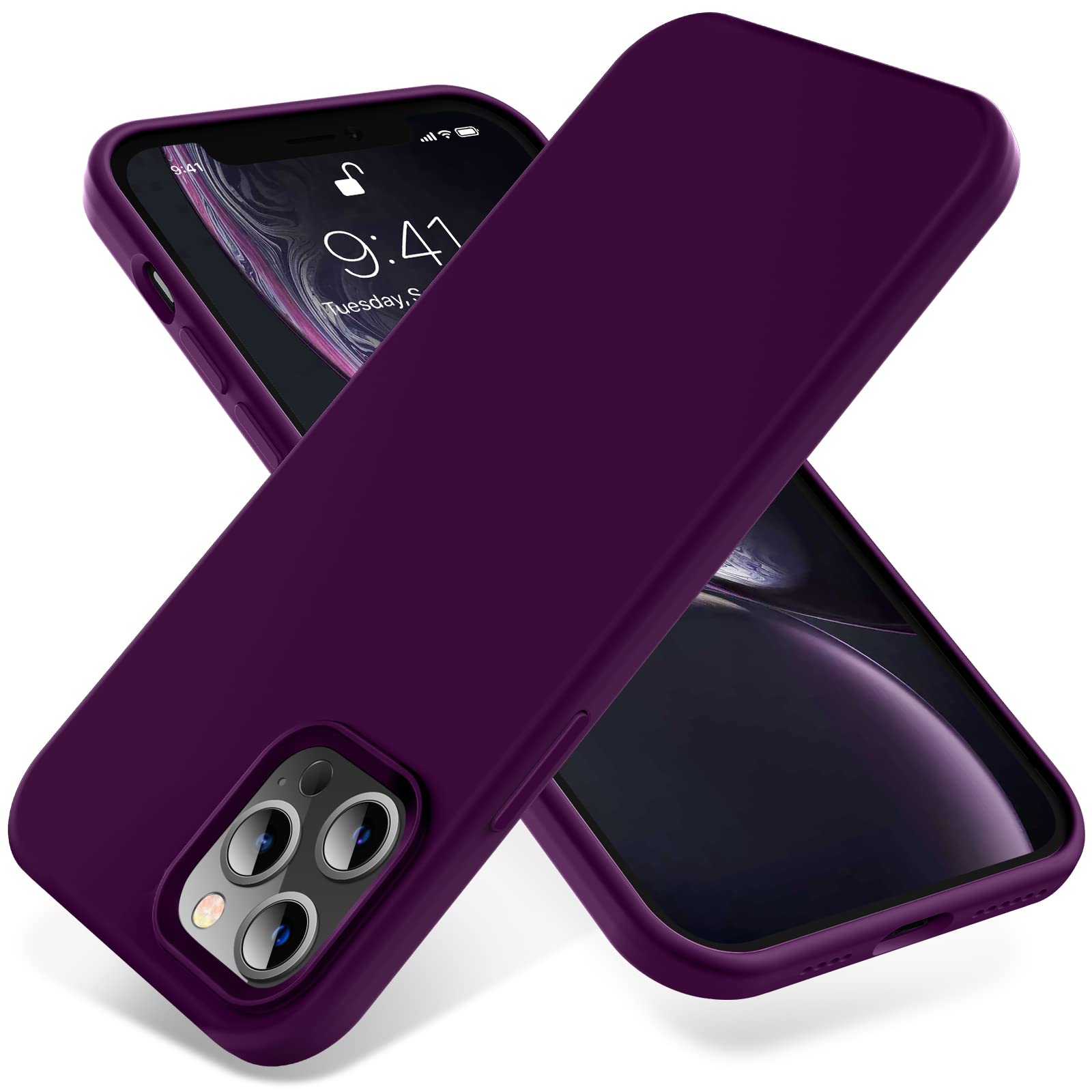 OTOFLY Premium Soft Liquid Silicone Case for iPhone 12 Pro Max 6.7 inch (2020) - Slim Protective Cover with Silky Touch, Full Body Shockproof Bumper - Perfect for Daily Use, Work & Travel (Purple)