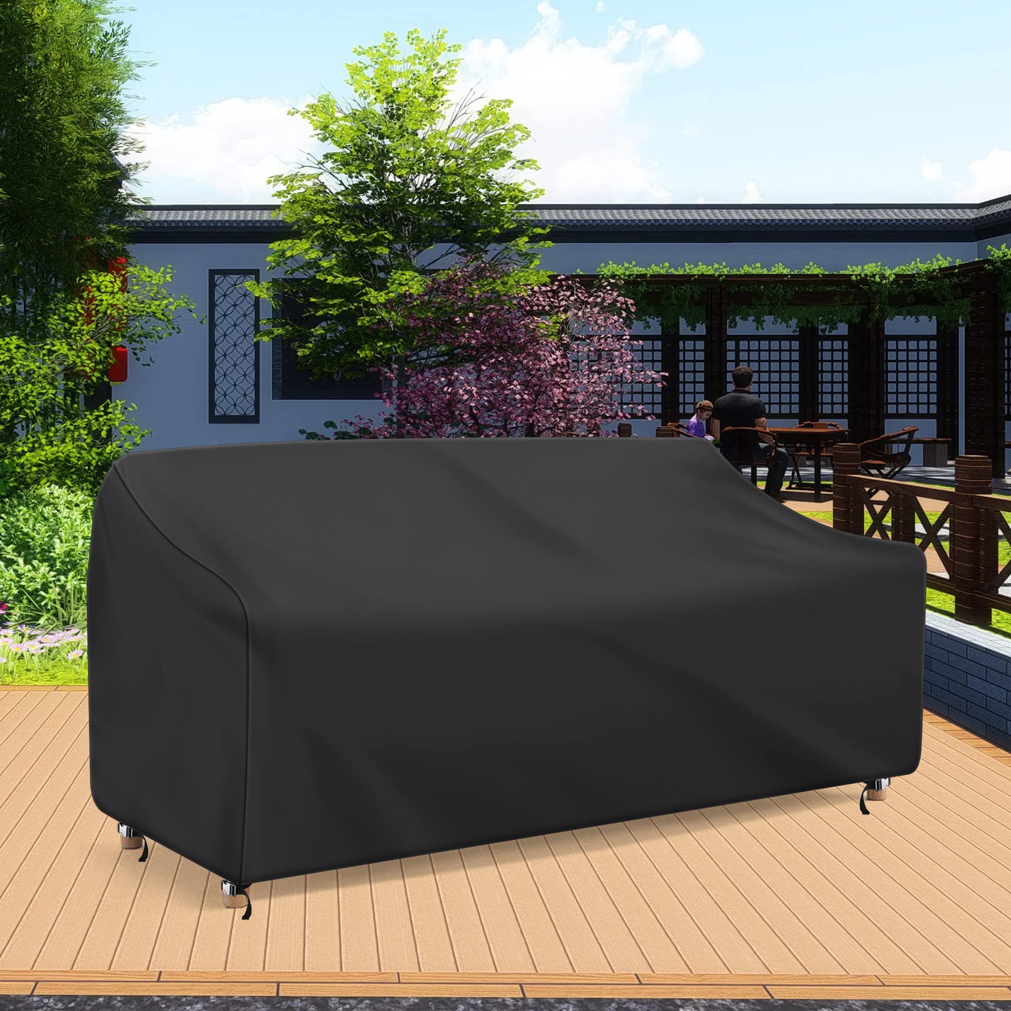 **420D Oxford Fabric Waterproof Outdoor Loveseat Sofa Cover - All-Weather Durable Patio Furniture Protector, Fits 60