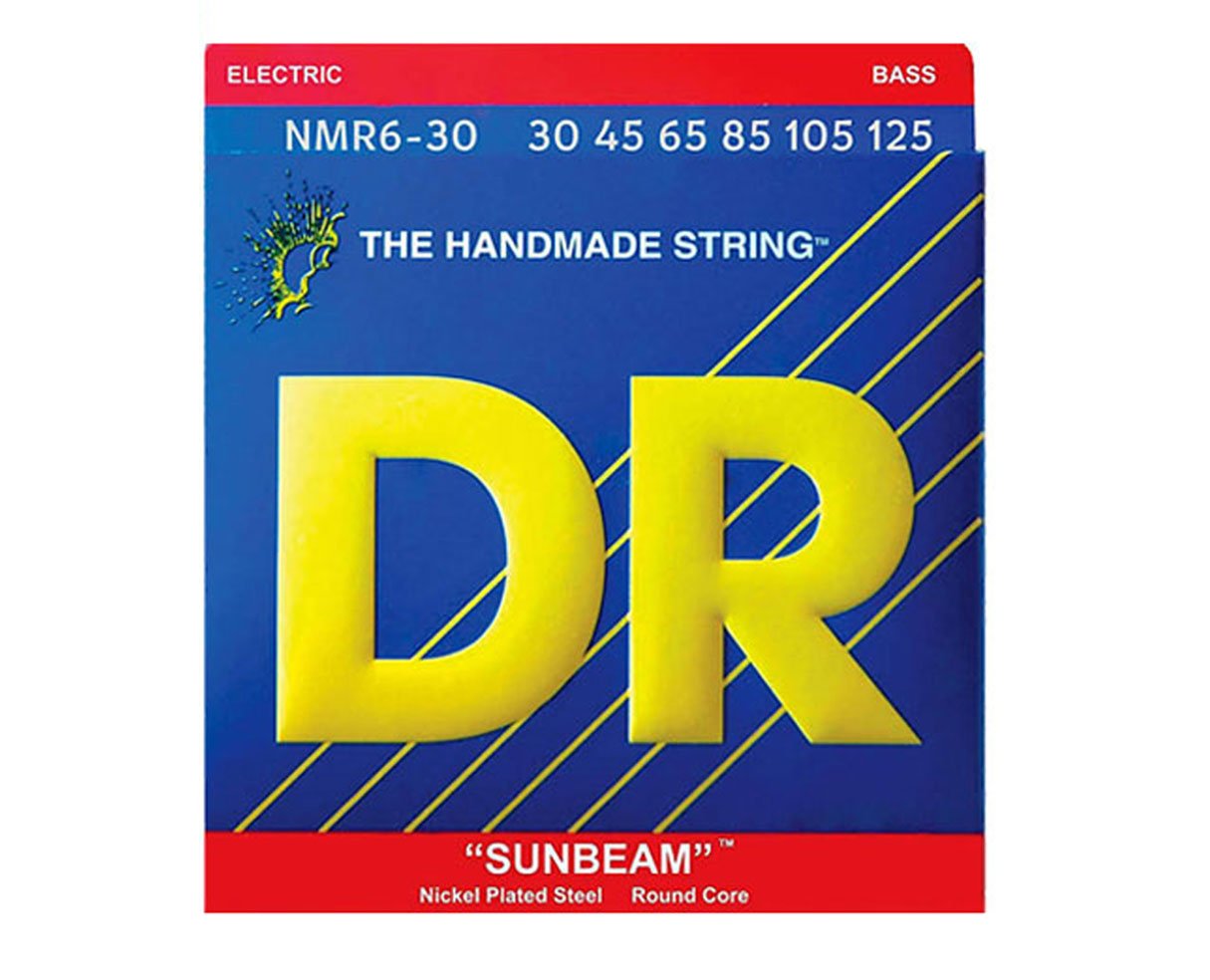 DR Strings NMR6-30 6-String Medium Sunbeam Nickel Plated Steel Electric Bass Guitar Strings - Perfect for Rock, Jazz & Studio Recording