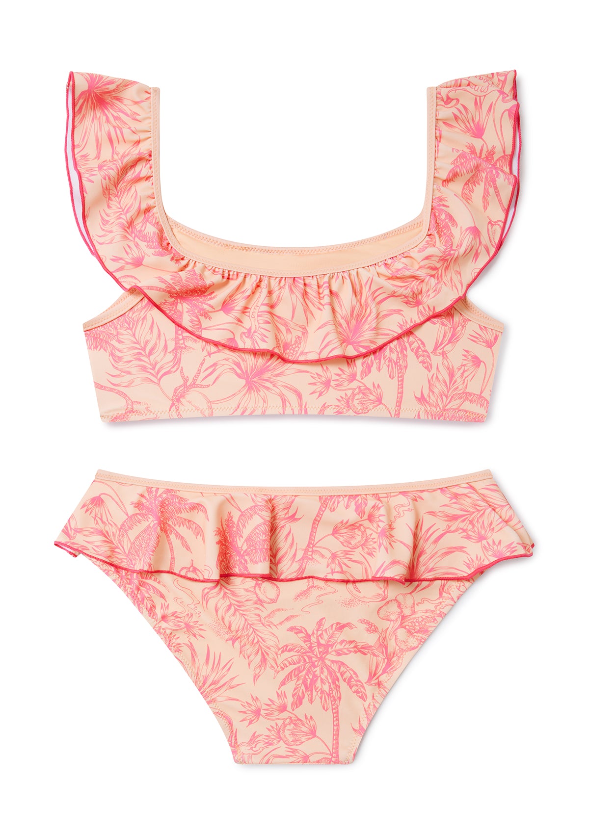 Peach Please Older Girls Bikini & Matching Father-Daughter Swimwear Set - Perfect for Beach Vacations, Pool Parties & Family Summer Outings