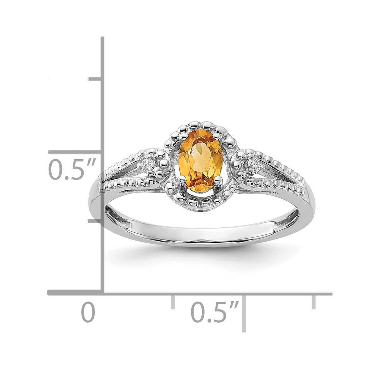925 Sterling Silver Polished Citrine & Diamond Ring for Women | Elegant Dainty Jewelry for Engagement, Anniversary & Special Occasions | JewelryWeb