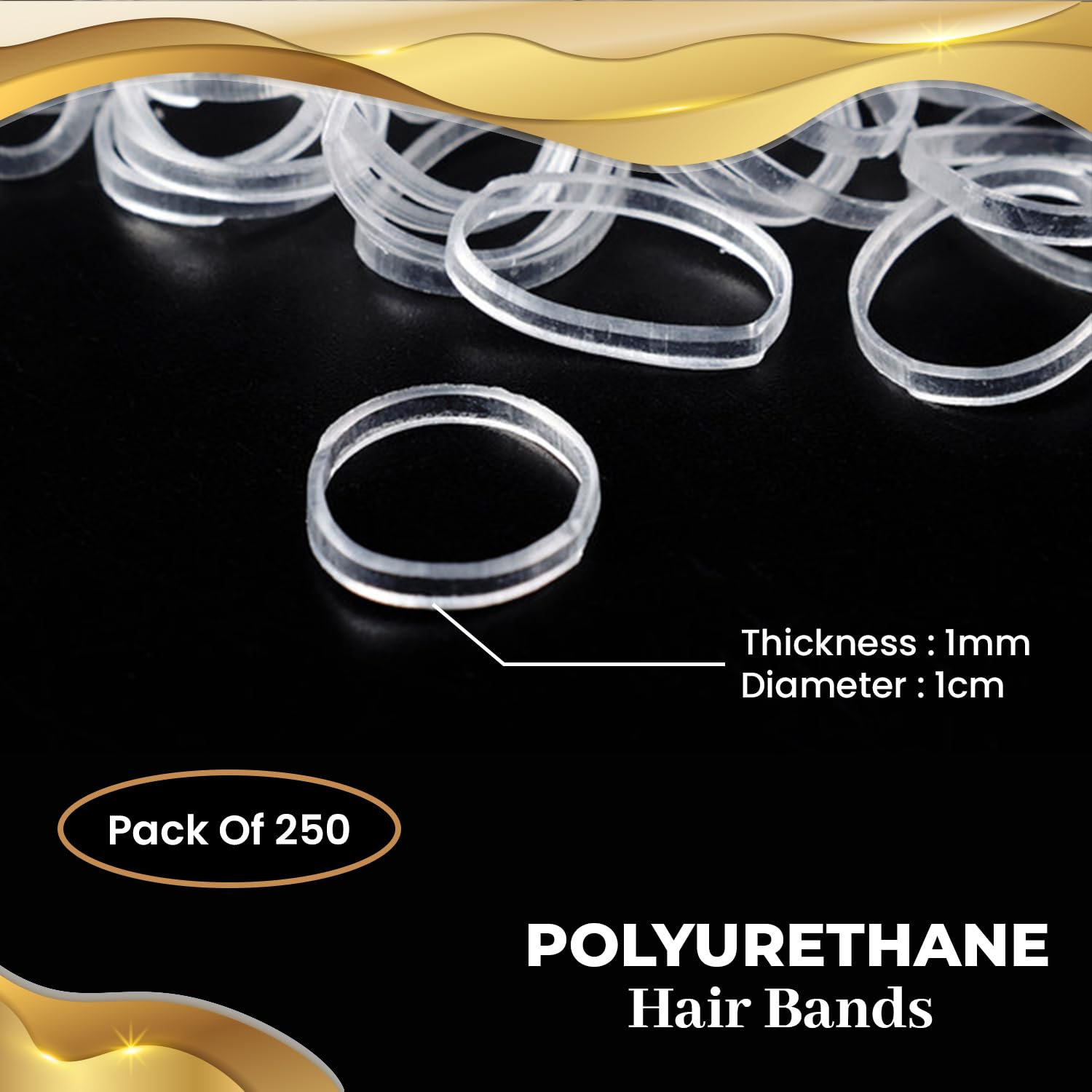 250 Clear Elastic Hair Bands - Soft Polyurethane Hair Ties for Women & Girls, No-Slip Small Hair Rubber Bands for Ponytails, Braids & Everyday Styling