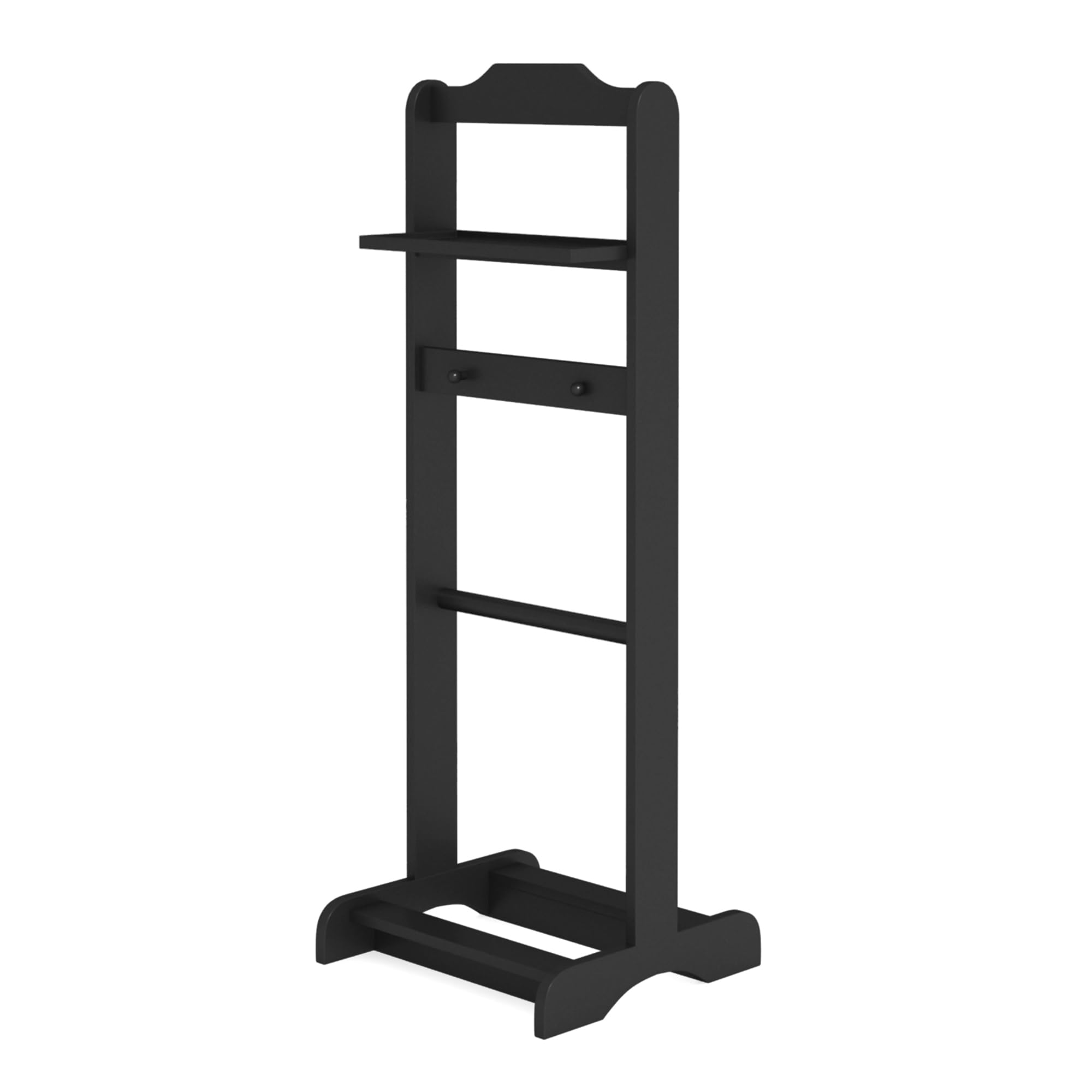 Black Valet Stand with Storage Organizer - Portable Garment Rack for Clothes | Bedroom, Closet & Travel Use
