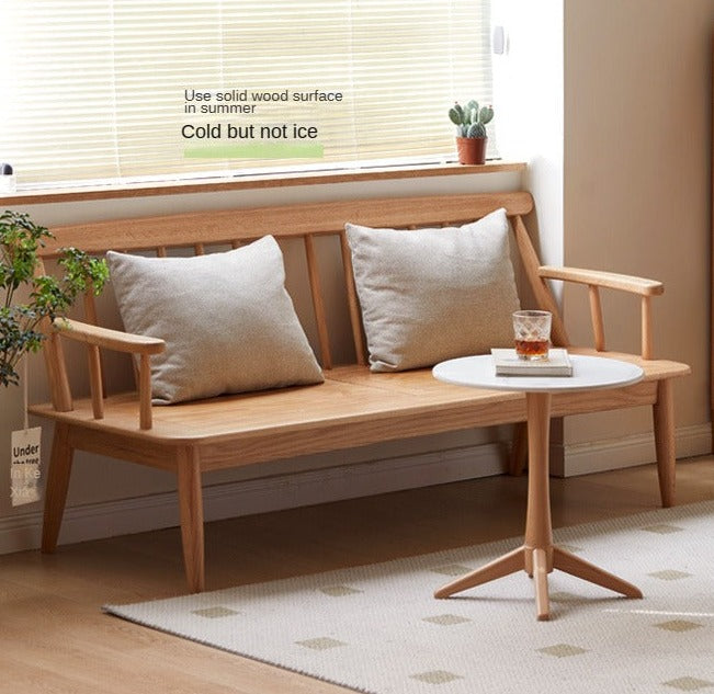 Premium Oak Solid Wood Windsor Sofa - All-Season Comfort for Living Room, Bedroom & Office - Winter & Summer Dual Use Design for Year-Round Relaxation