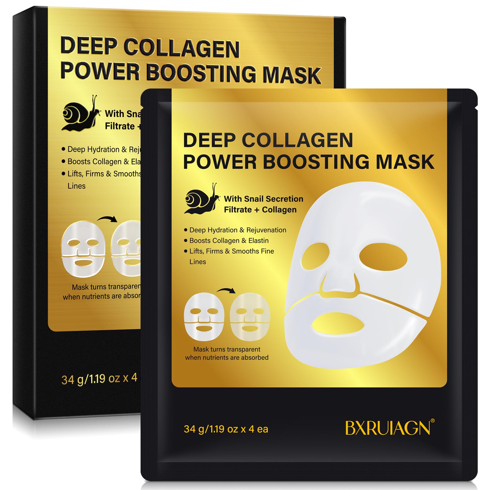 Advanced Snail 96 Mucin Power Essence Hydrogel Face Mask - Korean Skincare for Glowing Skin, Travel-Friendly Sheet Masks (4pcs) | Hydrating & Brightening Treatment for Dry, Dull Skin