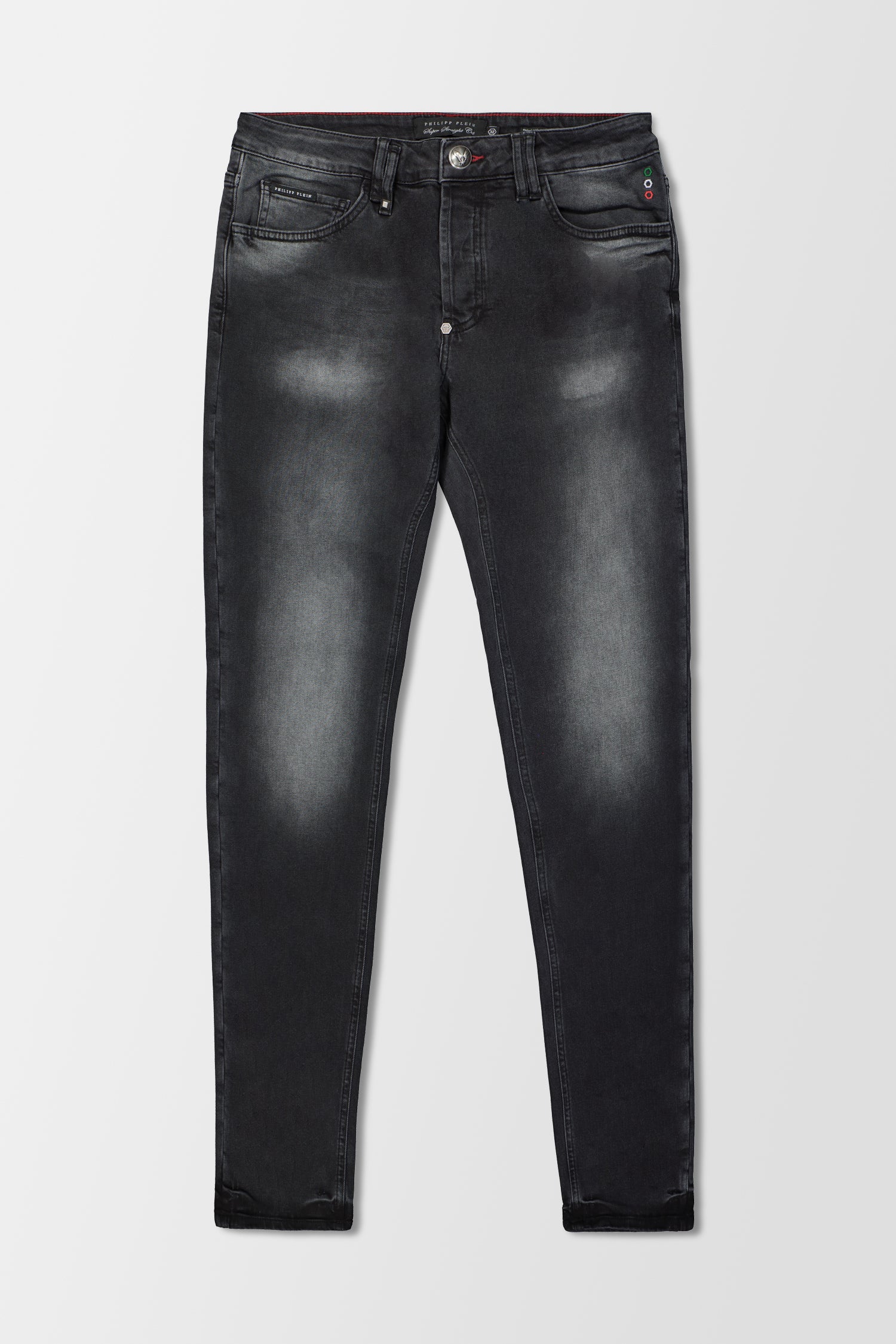 Philipp Plein Dirty Eyes Super Straight Cut Statement Jeans - High Waist Distressed Denim Pants for Women | Trendy Streetwear & Night Out Fashion