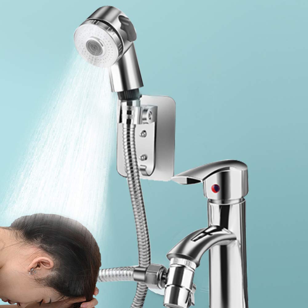 Handheld Shower Head & Sink Faucet Sprayer Kit - Hair Washing Hose Attachment with Faucet Adapter for Bathroom & Kitchen Sink | Perfect for Washing Hair, Pets, Dishes & Cleaning