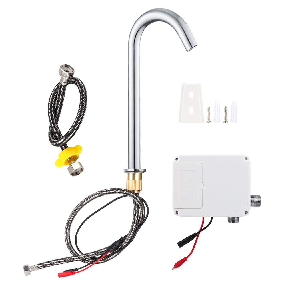 Automatic Induction Water Tap, G1/2in Thread Infrared Sensor Faucet with Control Box - Touchless Hands-Free Cold Water Sink for Bathroom, Kitchen, Public Restroom & Hand Washing Stations (High Spout Design)