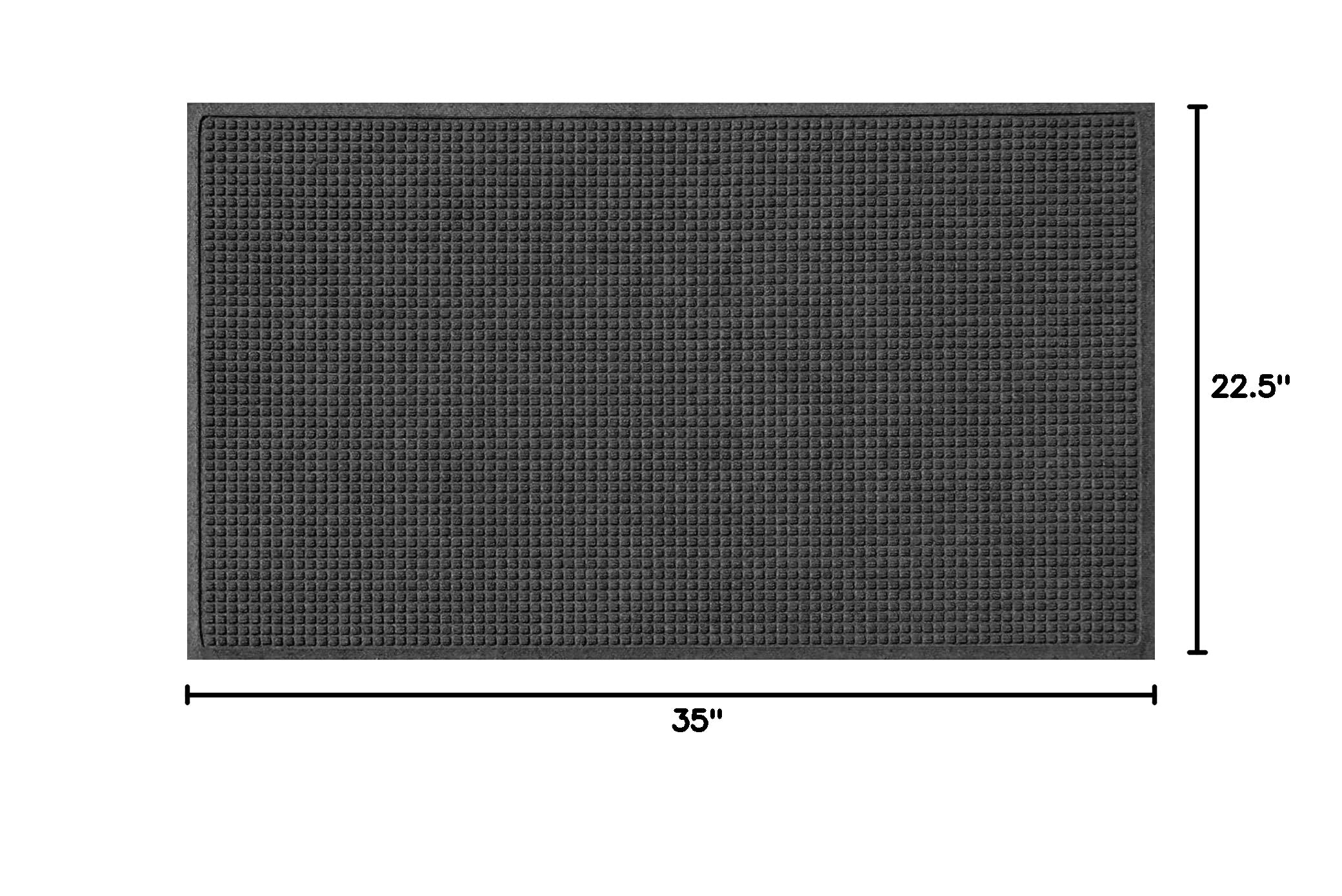 Premium Bungalow Flooring Waterhog Door Mat 2' x 3' - Skid Resistant Indoor/Outdoor Rug - Durable USA-Made Floor Covering with Water-Trapping Design - Charcoal Squares Collection - Perfect for Entryways, Patios & High-Traffic Areas