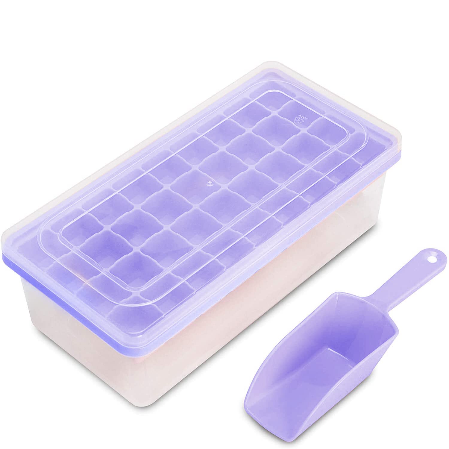 BPA-Free Silicone Ice Cube Tray with Lid, Bin & Scoop - Stackable 36 Nugget Ice Mold for Freezer, Easy Release for Cocktails, Whisky & Cold Drinks | Perfect for Home Bars, Parties & Outdoor Entertaining