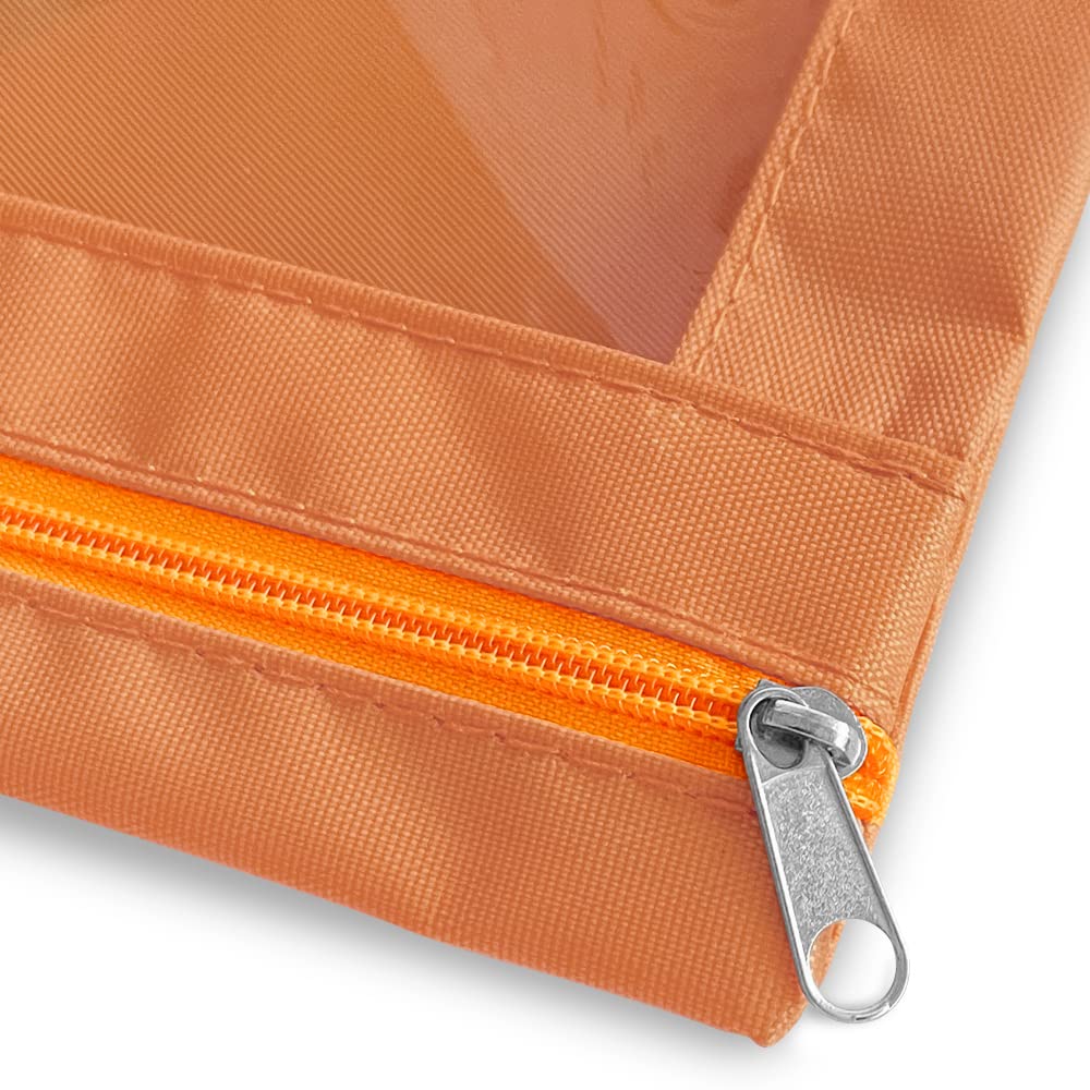 3-Pack Multi-Color Large Capacity Pencil Pouch with Zipper Closure & Clear Window - 3 Ring Binder Pencil Case with Reinforced Grommets (Burnt Orange) - Perfect for School, Office & Art Supplies Organization