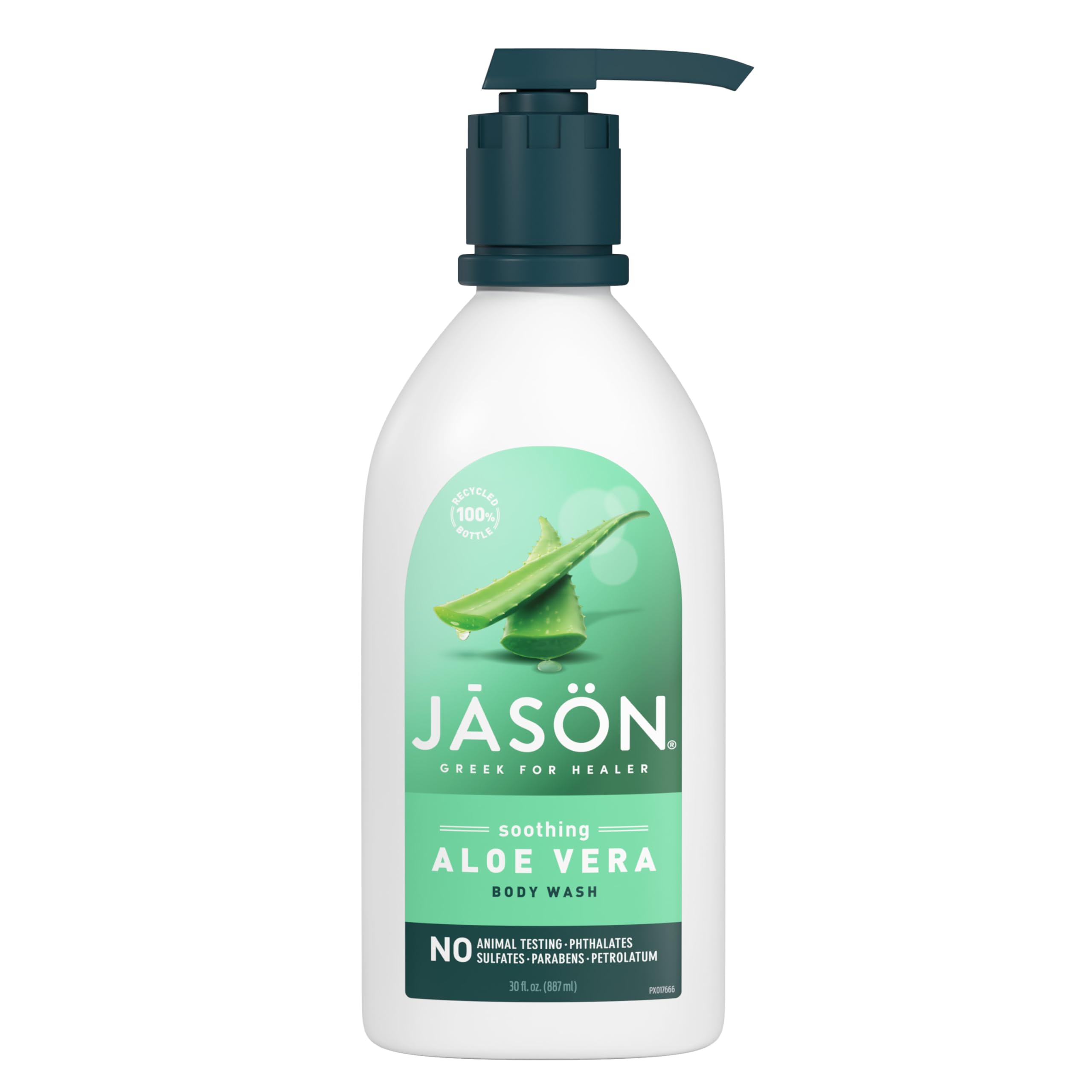 JASON Aloe Vera Soothing Body Wash - Moisturizing & Gentle Cleanser for Sensitive Skin, 30 Fl Oz - Perfect for Dry Skin Care & Post-Sun Relief