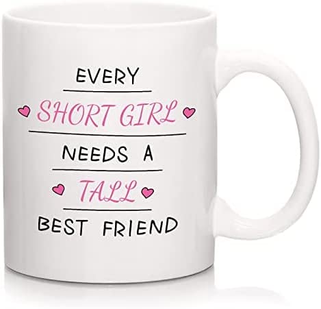 Best Friends Coffee Mug for Women - Tall Mug for Short Girls, Unique Friendship Gifts for Bestie, Sister, Mom & Grandma - Perfect Graduation, Birthday & Anniversary Present - Ideal for Coffee Breaks & Heartwarming Gifts