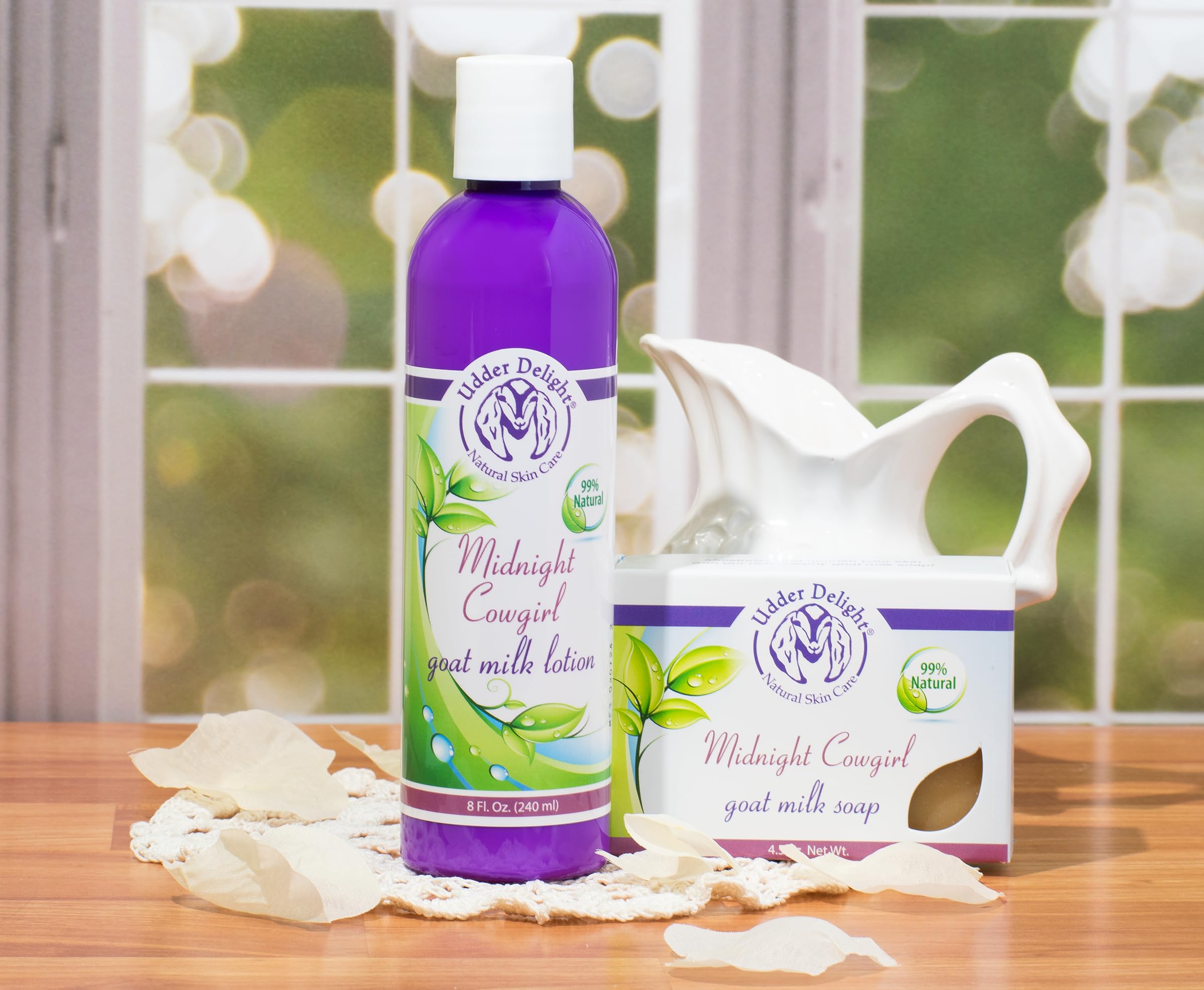 Udder Delight Midnight Cowgirl Goat Milk Lotion - 8 Fl Oz (240ml) Natural Moisturizing Body Lotion for Dry Skin - Perfect for Nighttime Hydration & Relaxation