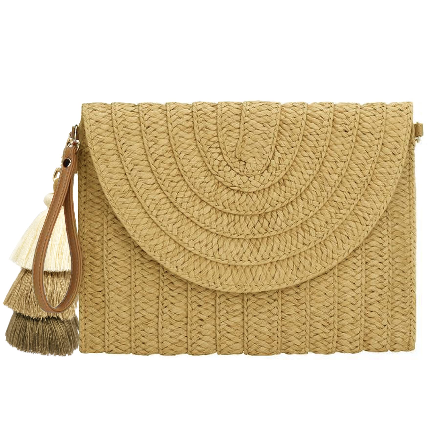 Aovtero Women's Straw Clutch Purse - Crossbody Bag for Summer, Beach Shoulder Bag with Envelope Wallet - Perfect for Vacation, Pool Party, and Outdoor Events