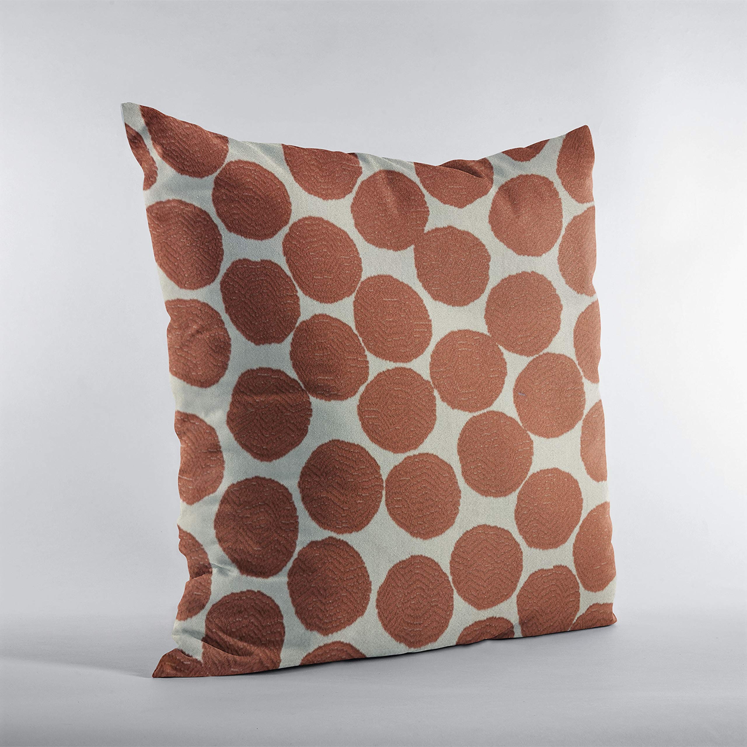 Plutus Brands Red & Beige Tomato Dot Luxury Throw Pillow 22x22 Inches - Double Sided Decorative Cushion for Sofa, Bedroom & Living Room