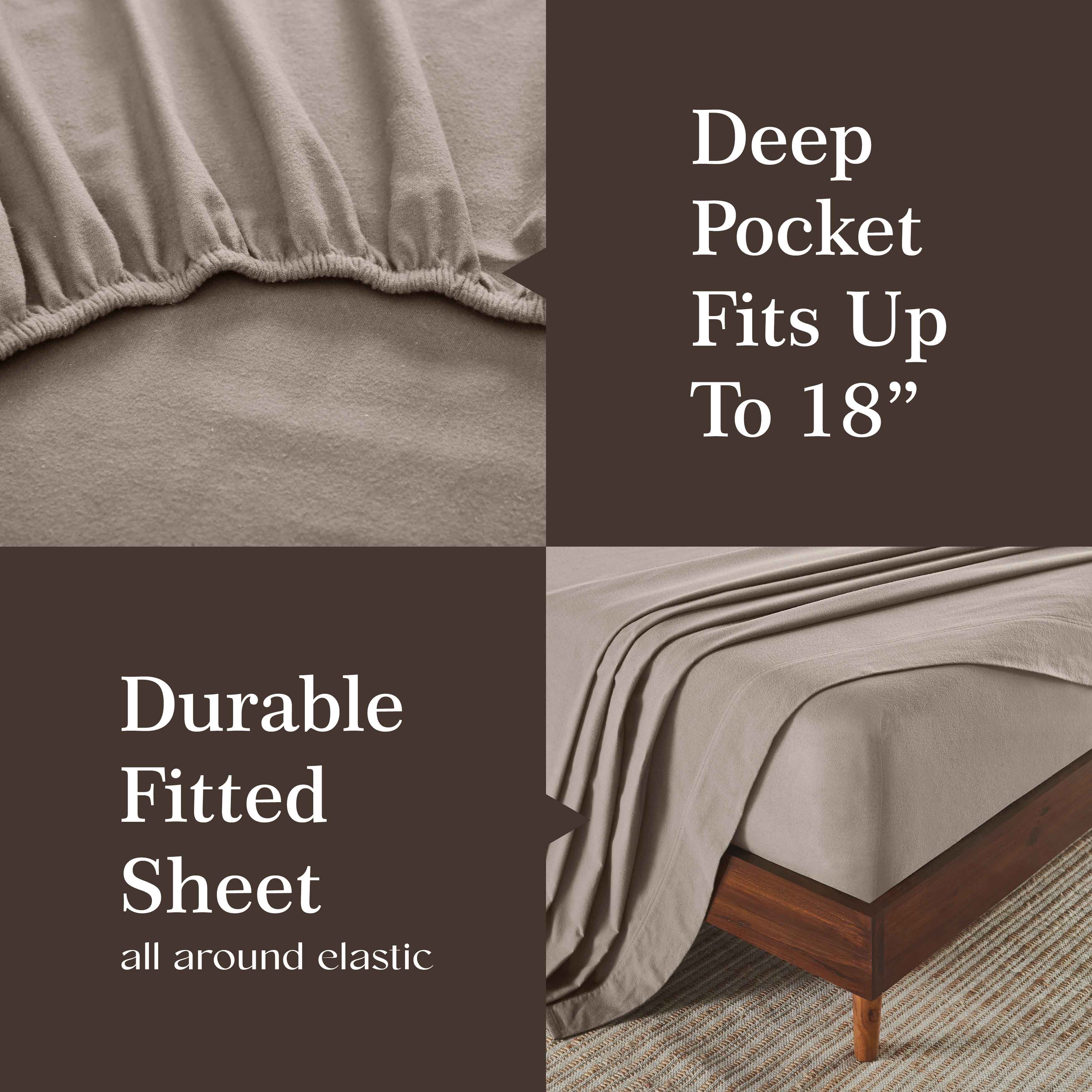 Premium Rome Flannel Cotton Solid Brushed Deep Pocket Sheet Set - Ultra Soft & Cozy Bedding for Winter - Perfect for Master Bedroom, Guest Room & Dorm Use
