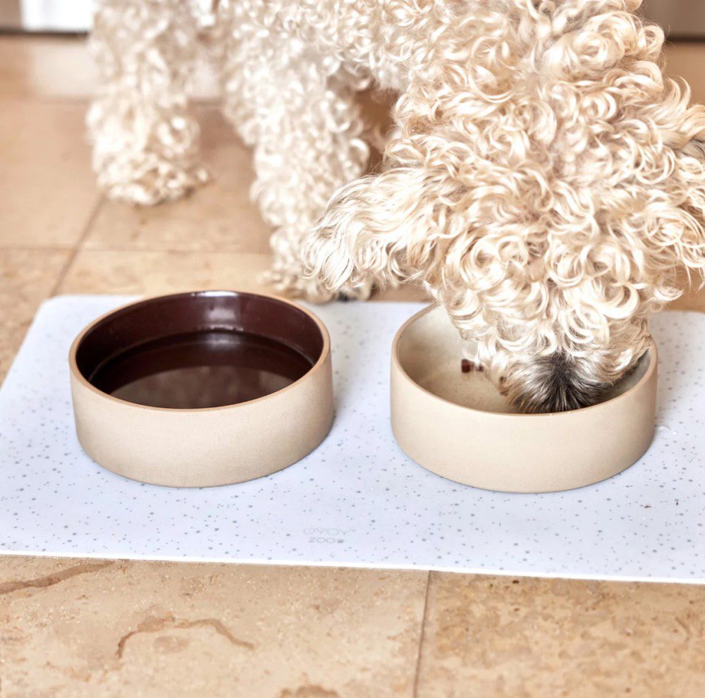 OYOY ZOO Koko Dog Bowl Mat - Non-Slip Pet Feeding Mat for Dogs & Cats, Waterproof & Easy to Clean, Ice Blue - Perfect for Kitchen, Laundry Room or Outdoor Use