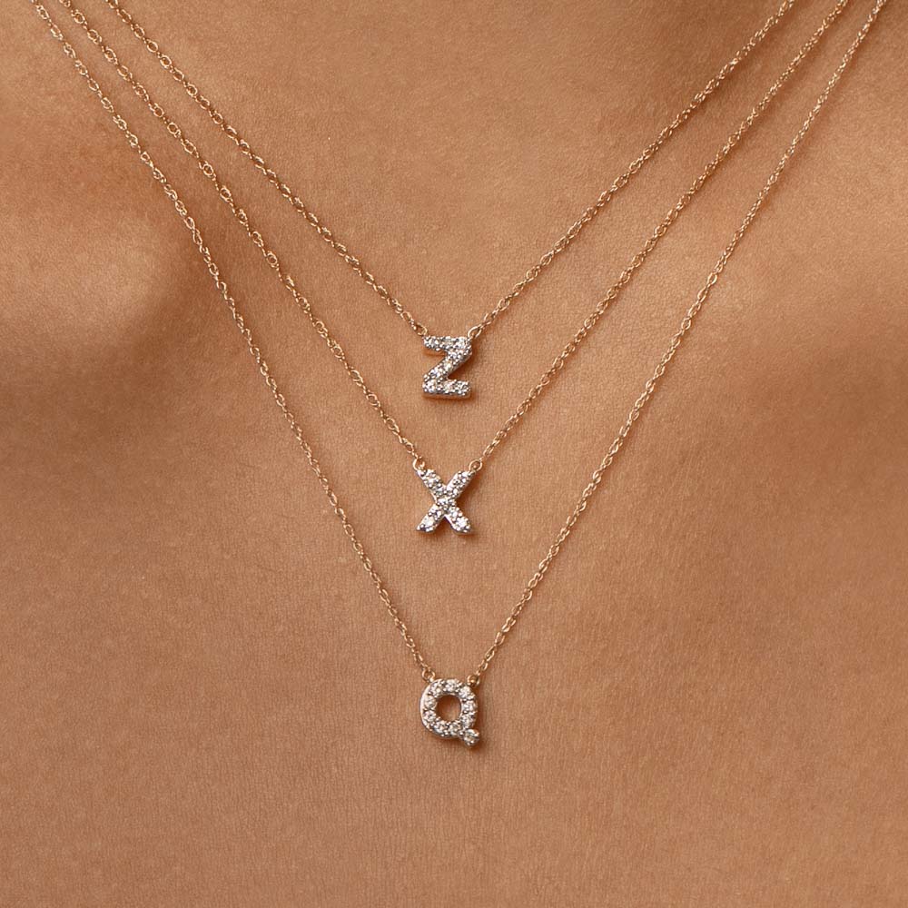 10k Gold Diamond Letter X Necklace for Women - Elegant Initial Pendant Jewelry Gift for Birthday, Anniversary & Valentine's Day