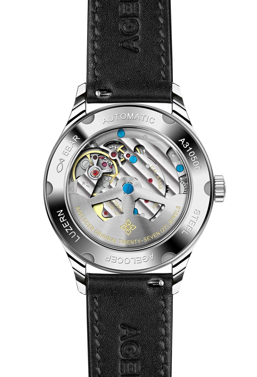AGELOCER Ultra Thin Women's Mechanical Watch with Date Calendar - Genuine Leather Band - Elegant Ladies Wristwatch for Office, Party & Daily Wear