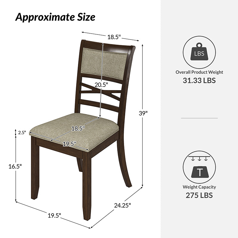 Emilio Classic Dining Chairs Set of 2 - Solid Wood Legs, Modern Kitchen & Dining Room Furniture for Home Decor