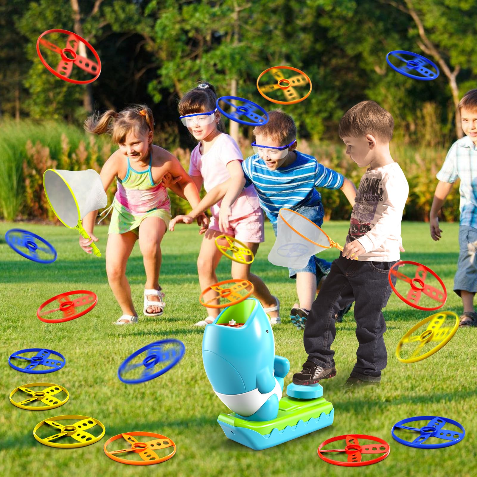 29 PCS Flying Disc Launcher Set - Outdoor & Indoor Game Toys for Kids Ages 3-8 - Fun Birthday Gifts for 3 4 5 6 Year Old Boys & Girls - Perfect for Backyard Play, Park Activities, and Family Game Nights