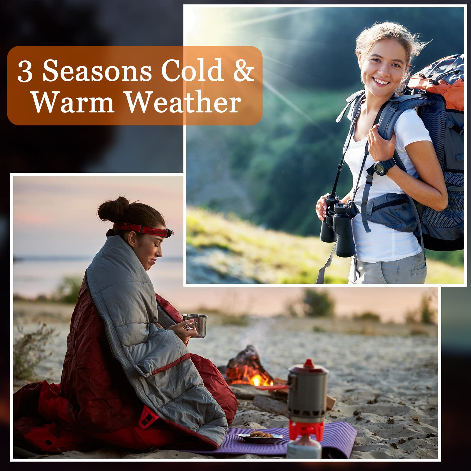 10 Pack 0°F Cold Weather Sleeping Bags for Adults - 4 Season Waterproof Lightweight Camping Sleeping Bag with Compression Sack - Perfect for Backpacking, Hiking, Travel & Emergency Preparedness