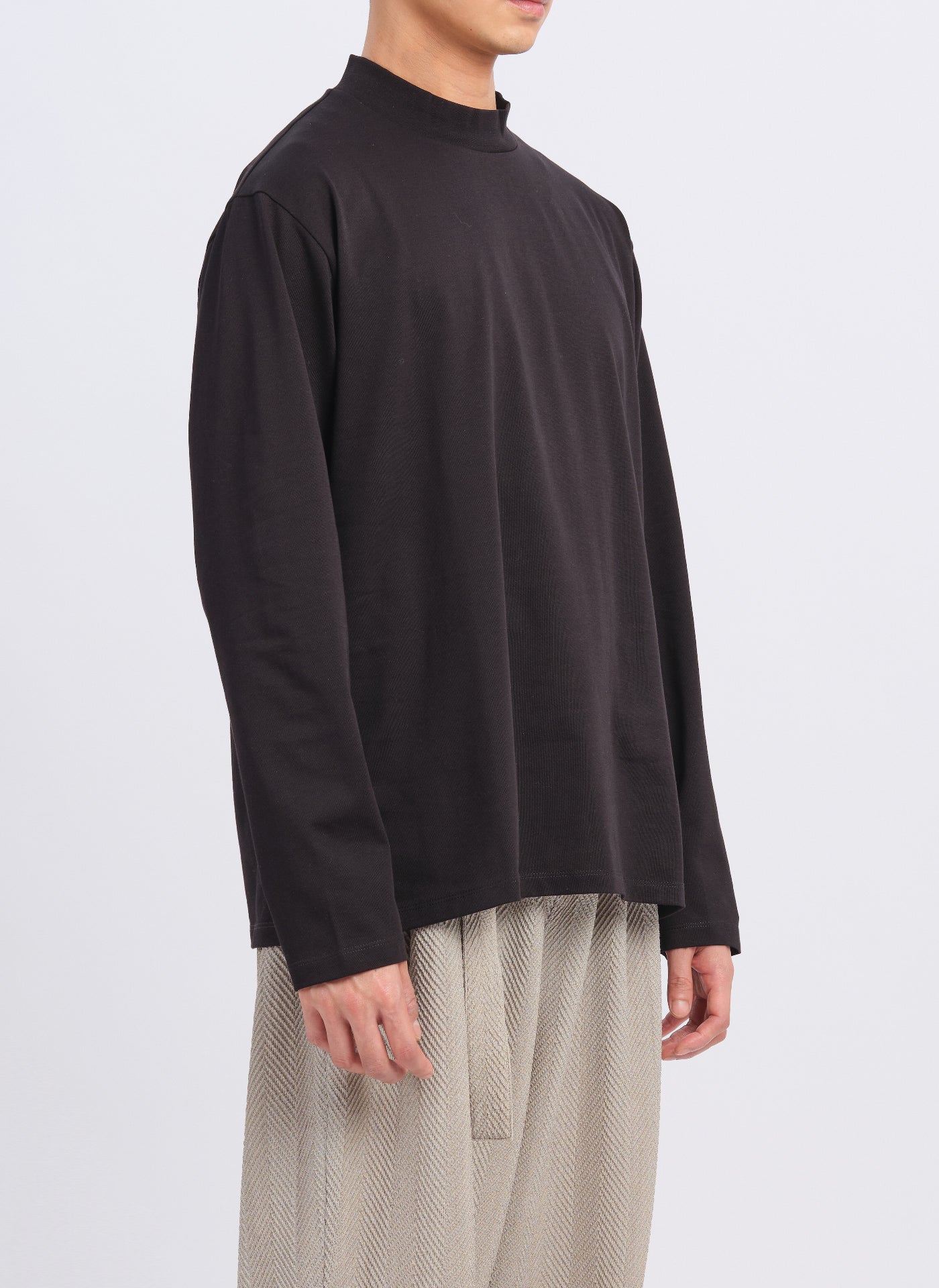 Premium Mercerized Cotton Mock Neck T-Shirt (T05) - Soft & Stylish Casual Wear for Men & Women - Perfect for Everyday Outfits, Layering & Office Looks