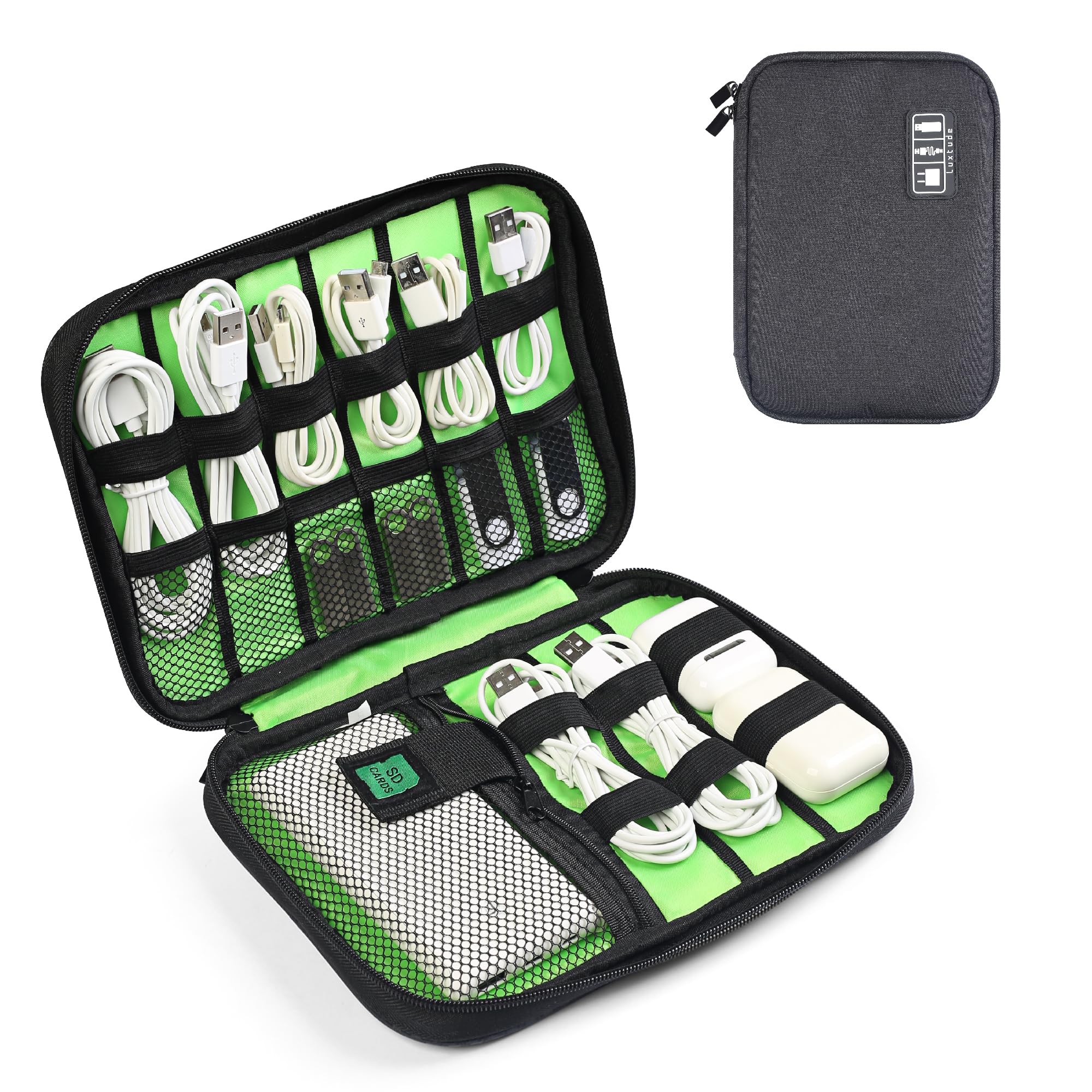 Luxtude Premium Cord Organizer Travel Bag - Portable Charger & Cable Storage Case - Tech Organizer for Travel Essentials - Perfect for Business Trips, Vacations & Daily Commute