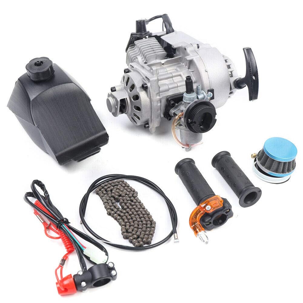 FIKNEE 49cc 2-Stroke Racing Engine Motor for Mini Dirt Bike & ATV - Pull Start Gas Powered Pocket Bike Motor - Perfect for Off-Road Racing, Backyard Riding & Kids Scooter Adventures