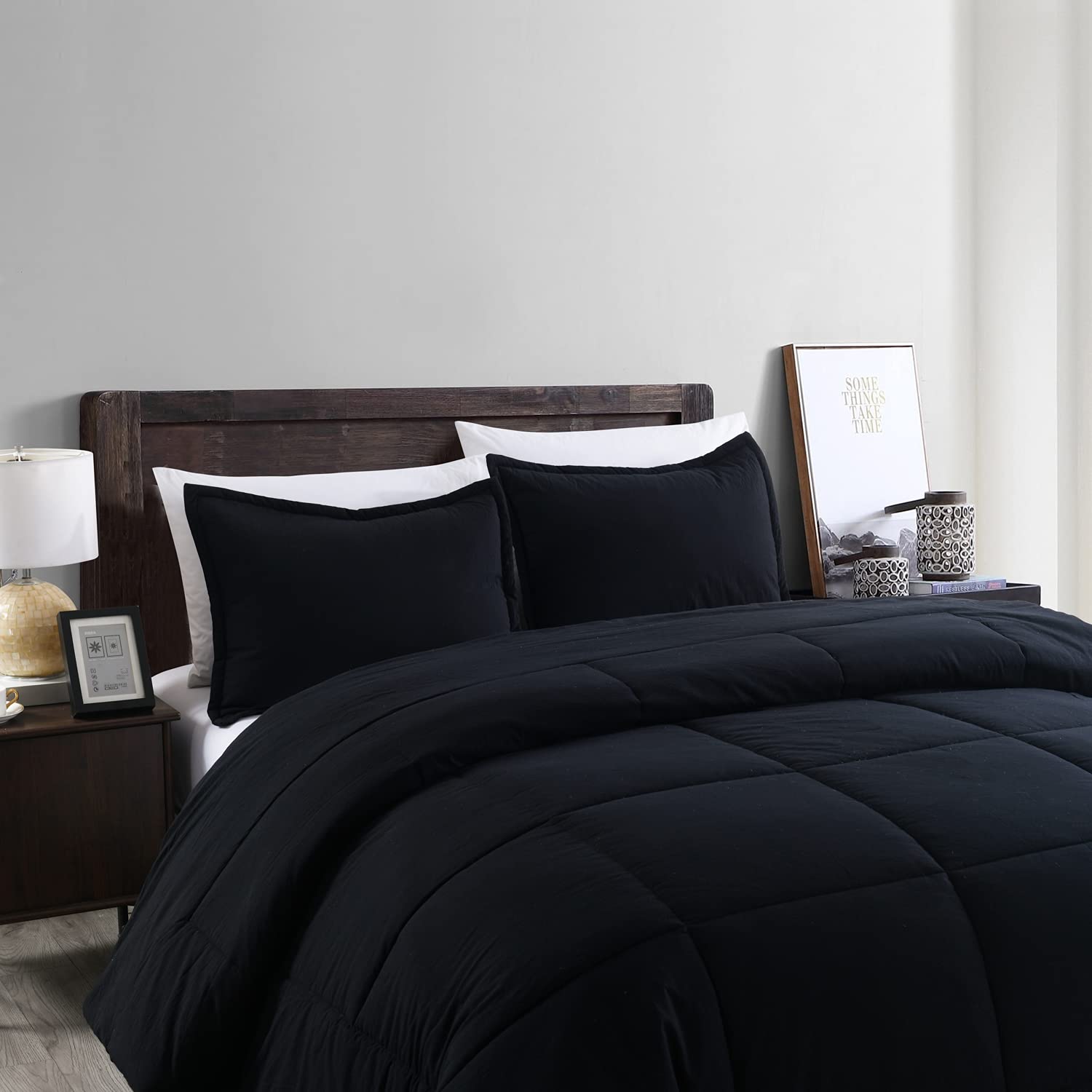 Premium Washed Cotton Comforter and Sham Set - Soft, Breathable & Wrinkle-Resistant Bedding for Cozy Nights - Perfect for Master Bedrooms, Guest Rooms & Dorm Decor
