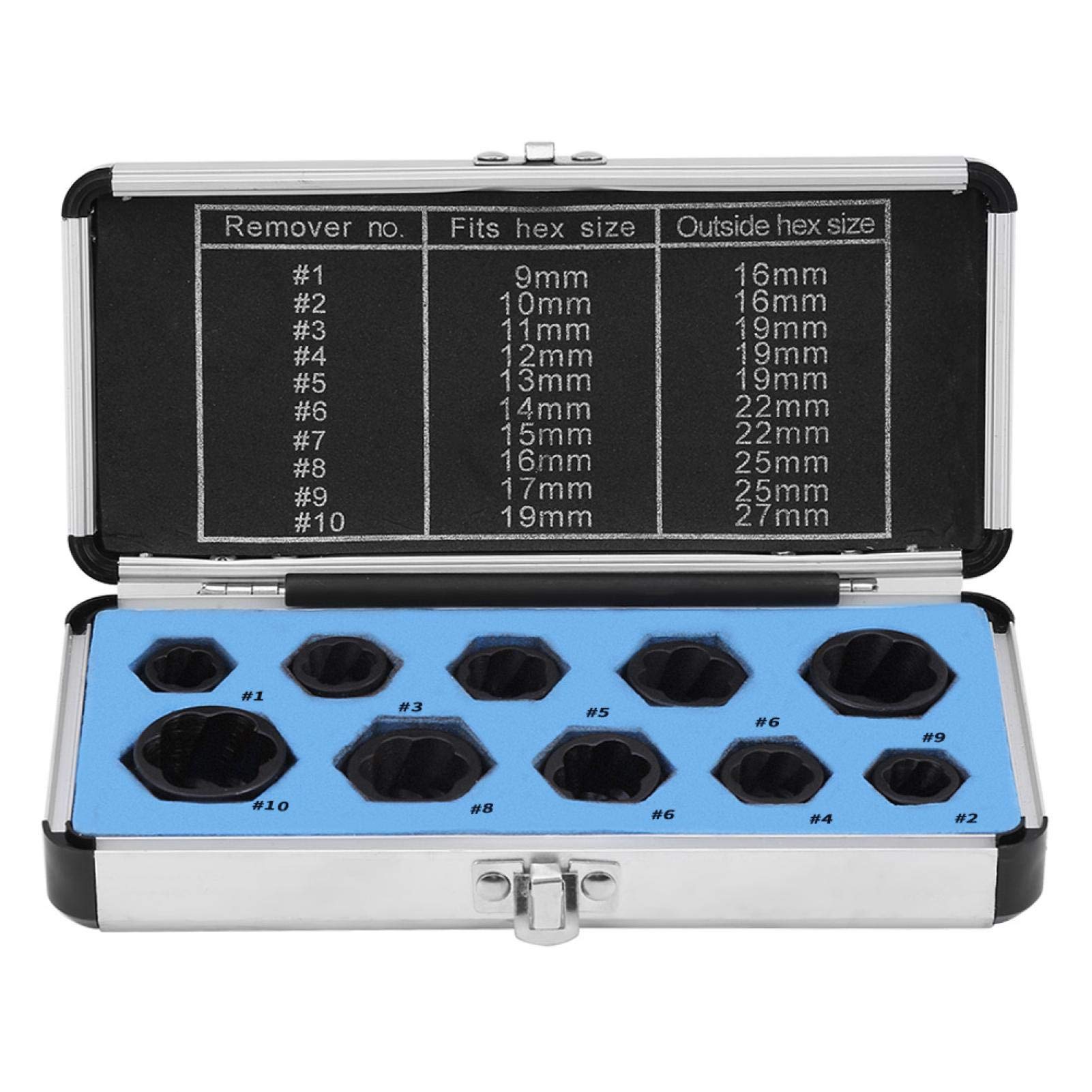 10 Pcs Impact Bolt Nut Removal Extractor Socket Tool Set - Damaged/Frozen/Rusted Bolt & Nut Remover with Storage Case - Ideal for Automotive Repair, Machinery Maintenance & DIY Projects