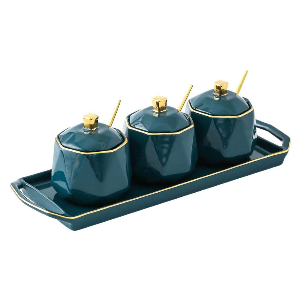 3-Pack Marble Ceramic Sugar Bowls with Lids & Spoons - Porcelain Spice Jars & Condiment Storage Containers for Kitchen, Coffee, Tea, Baking & Home Decor