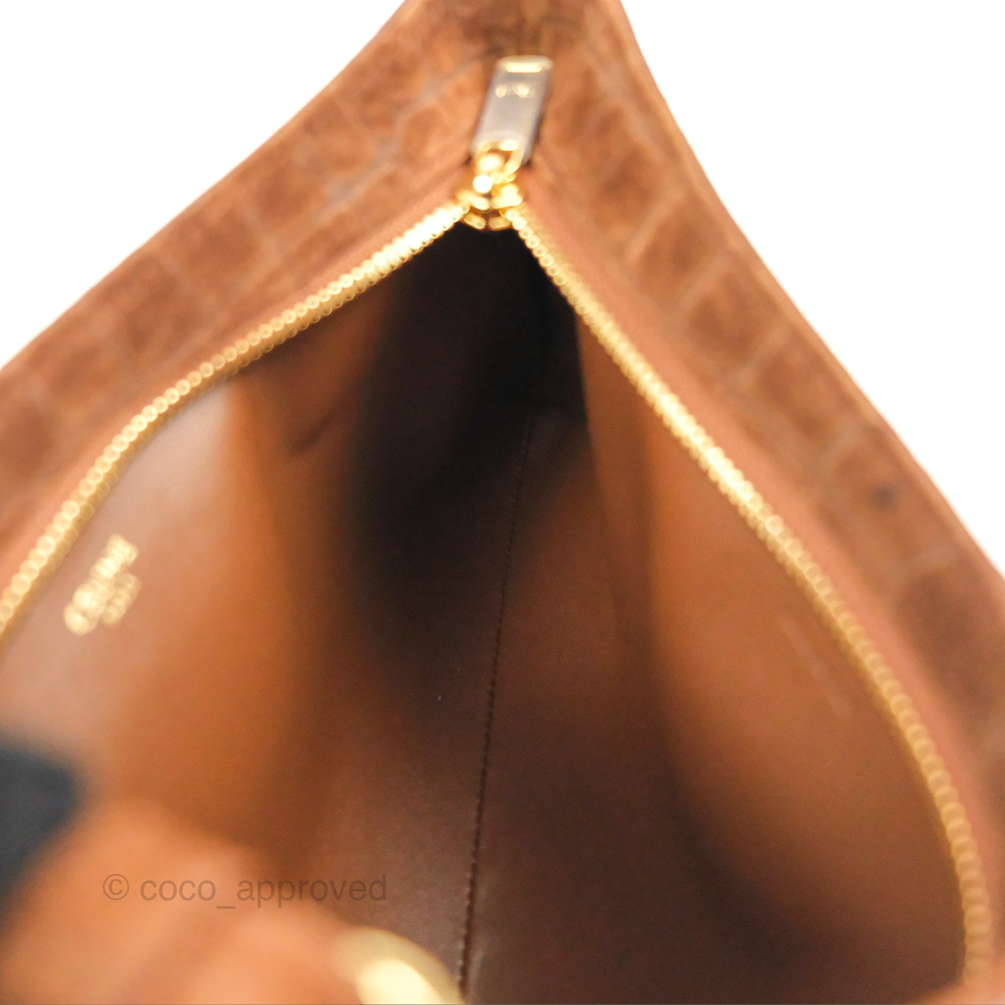 Celine Wiltern Clutch Triomphe Soft Crocodile Embossed Suede Calfskin Brown Handbag - Luxury Women's Evening Bag for Parties, Dinner Dates & Special Occasions