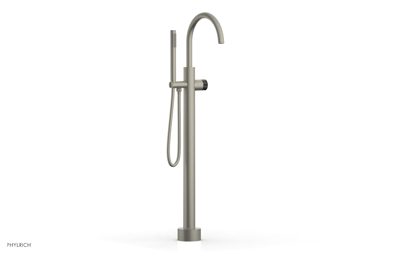 Premium BASIC II Tall Floor Mount Tub Filler with Marble Handle & Hand Shower - Model 230 47 01 - Perfect for Luxury Bathrooms & Spa-Like Showers