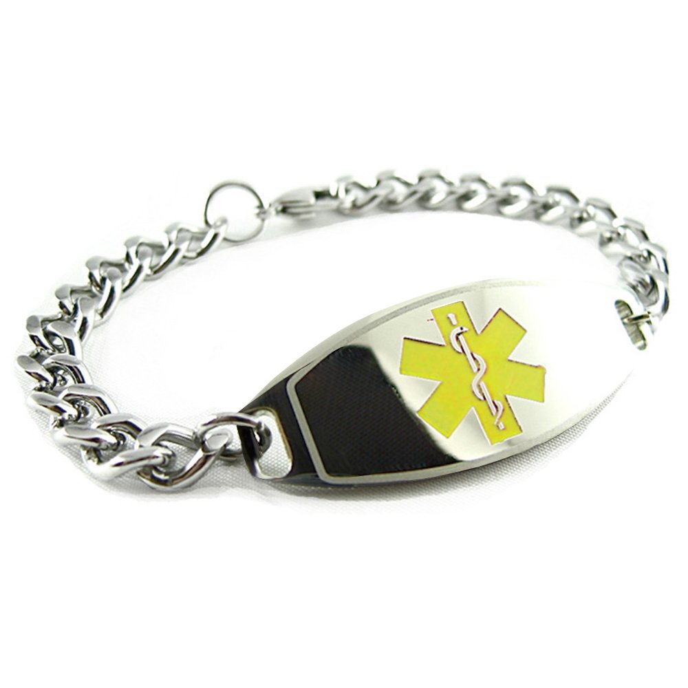 Custom Engraved Stroke Patient Medical Alert Bracelet - Yellow - Emergency ID for Stroke Survivors & Caregivers (Hospital, Travel, Daily Wear)