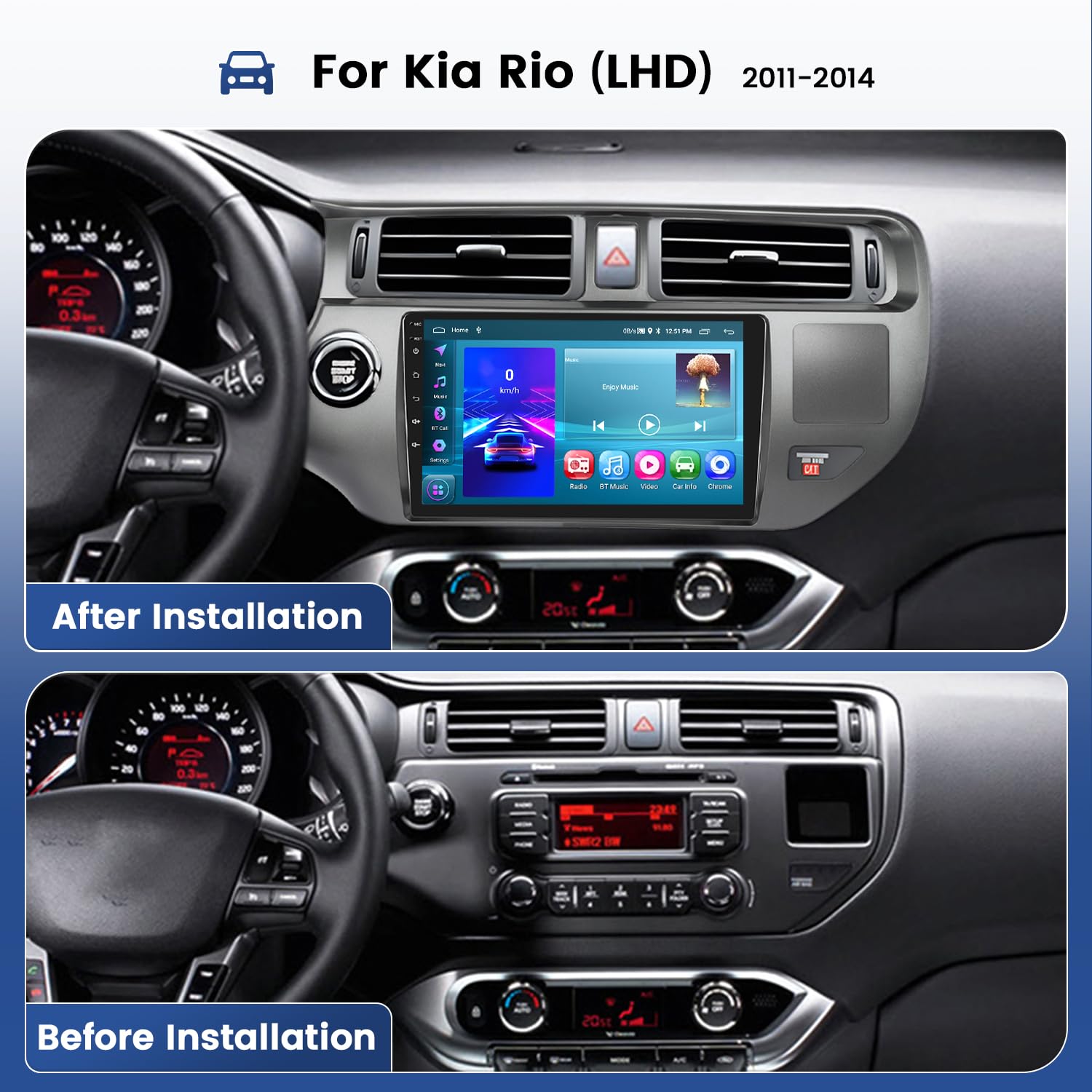 2+64GB Android 13 Car Stereo for Kia Rio Pride UB 2011-2014 | 9