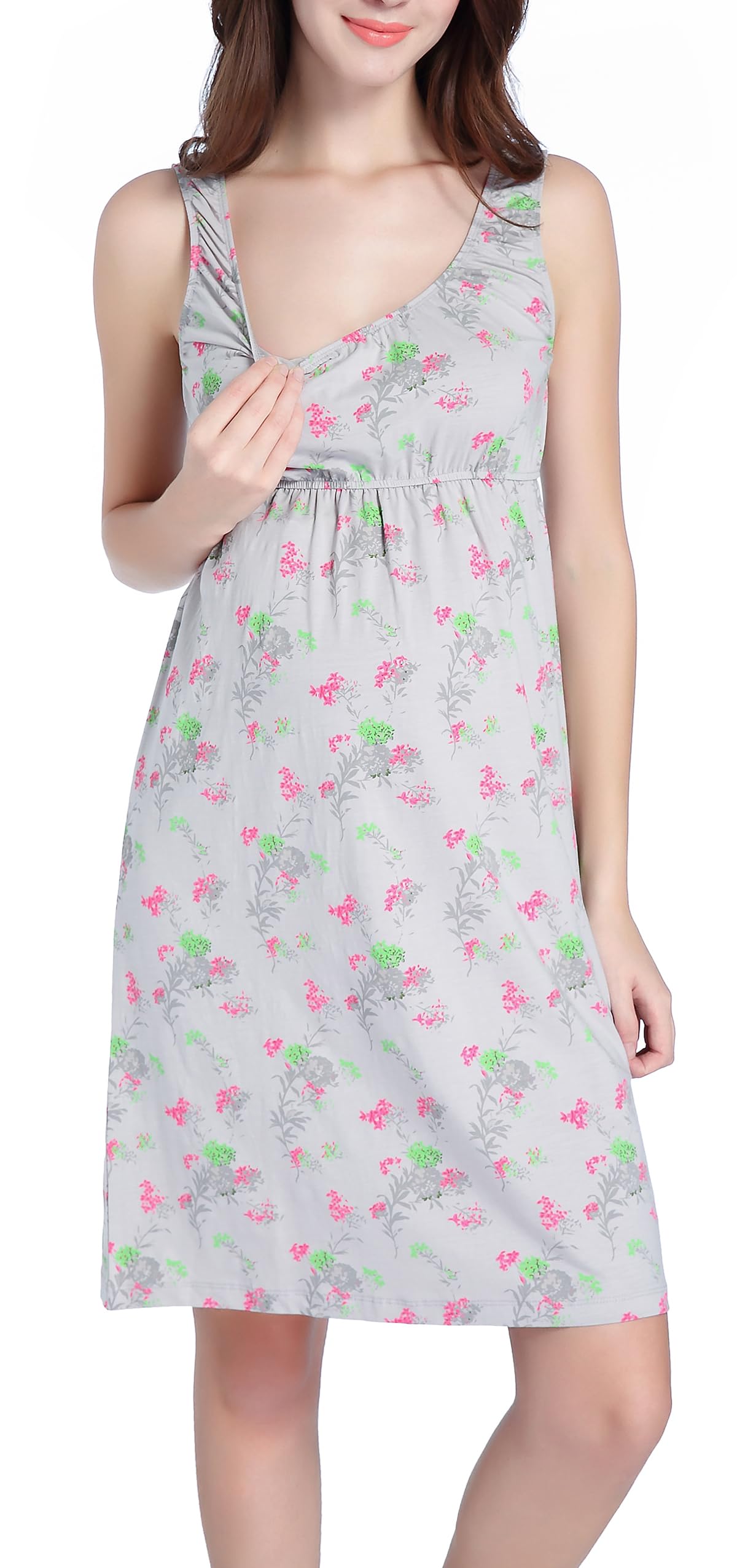 CAKYE Maternity Nursing Nightgown - Soft Breastfeeding Sleep Dress for Pregnant Women | Comfortable Pregnancy Pajamas for Nursing Mothers | Perfect for Hospital, Home & Nighttime Feeding