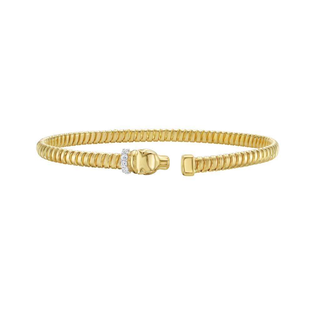 14K Gold Diamond Panther Tubogas Cuff Bracelet for Women - Luxury Statement Jewelry for Parties, Weddings & Special Occasions