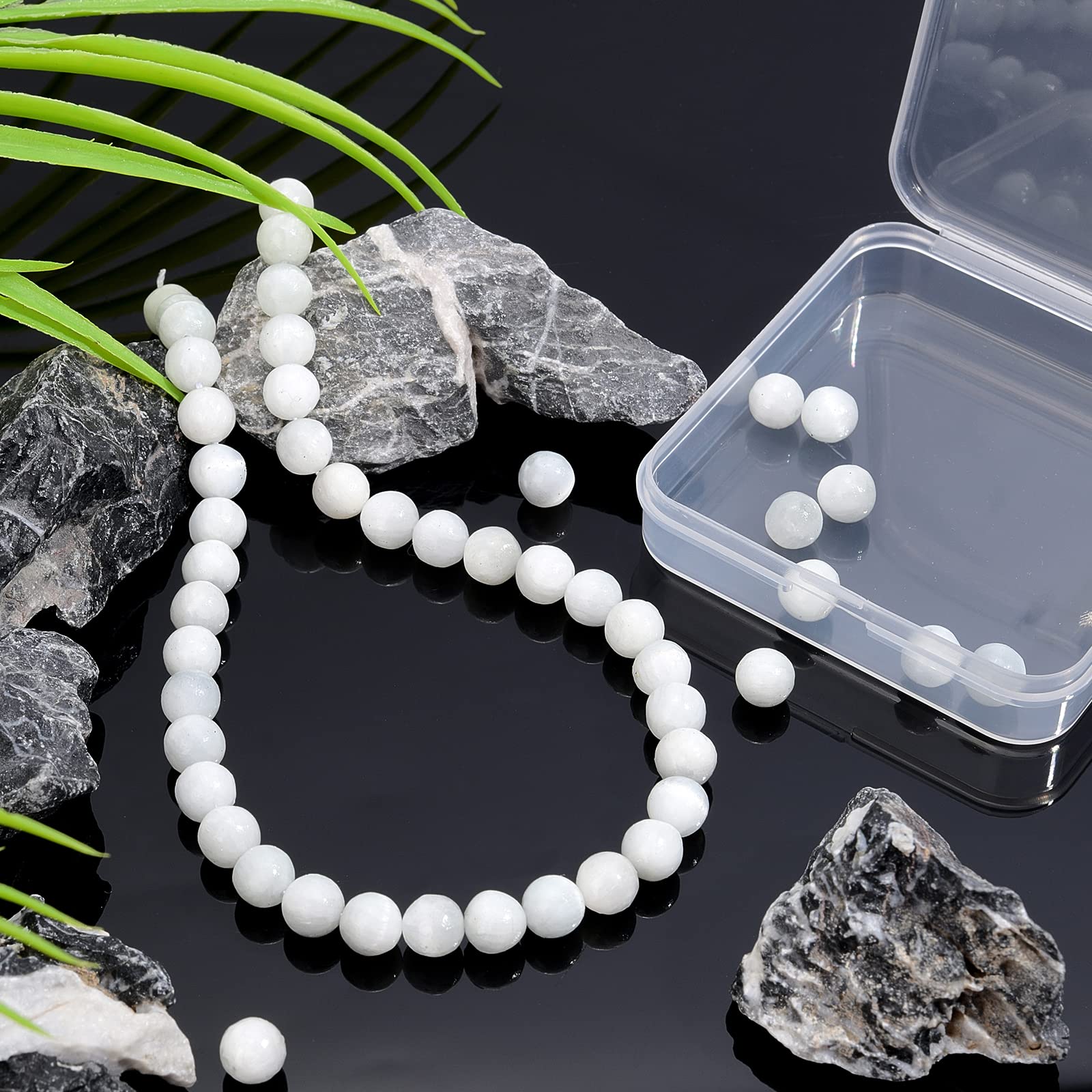 46pcs 8mm Natural Selenite Gemstone Beads - Healing Energy Round Loose Stones for DIY Jewelry Making, Bracelets, Necklaces - Meditation, Yoga & Spiritual Wellness Accessories