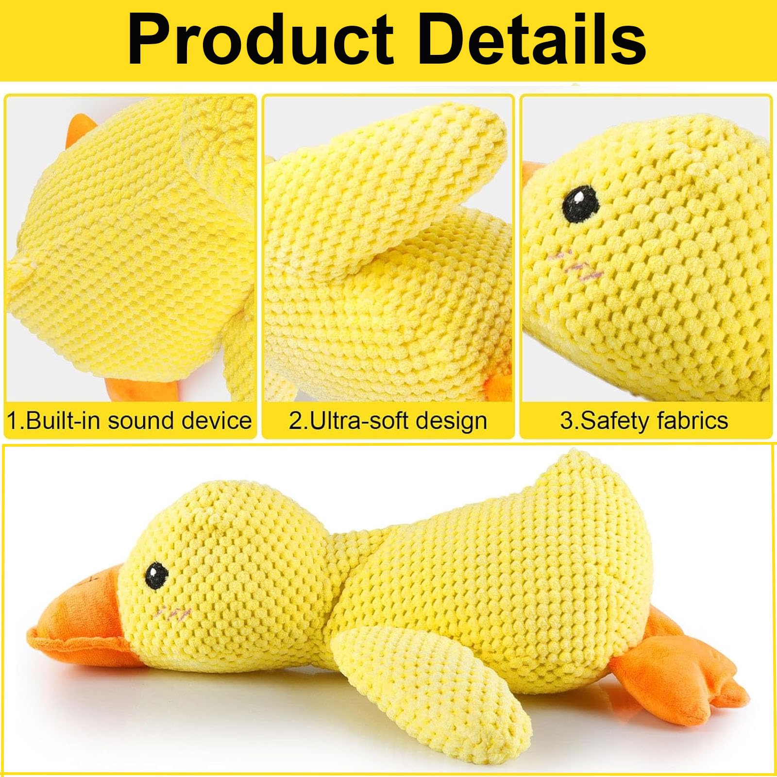 The Mellow Dog Calming Duck Toy - 2025 New Durable Plush Stuffed Chew Toy with Quacking Sound for Small & Medium Dogs - Perfect for Anxiety Relief, Indoor Play & Training Sessions