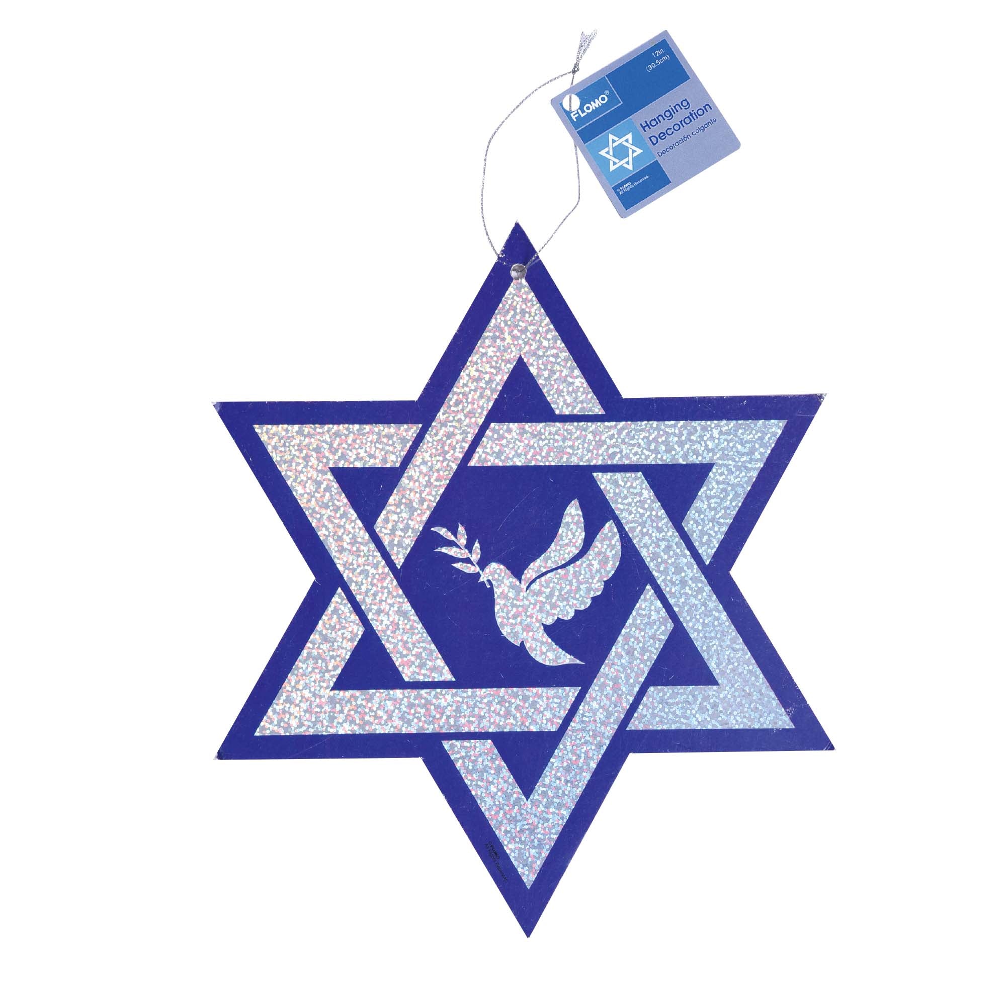 12 Pack Hanukkah Hologram Hanging Decorations - 2 Festive Designs for Jewish Holiday Party, Home & Window Decor